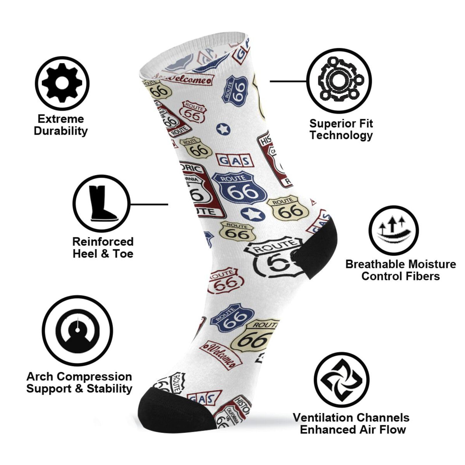 Comfortable Women's & Men's Crew Athletic Socks - Mid Calf Novelty Casual Socks for Running, Gym & Everyday Wear - Soft Breathable Cotton Blend