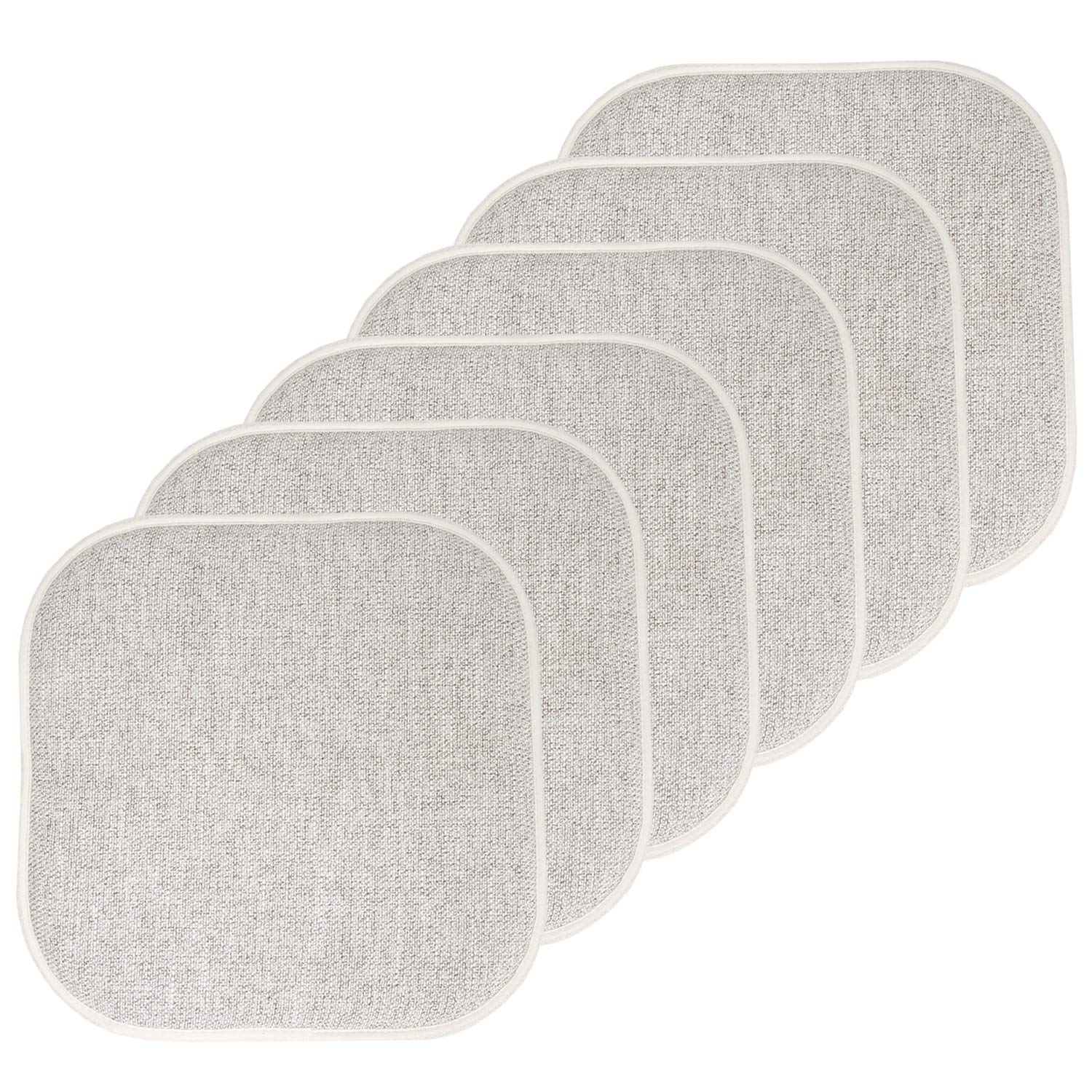 Sweet Home Collection 16x16 Inch Memory Foam Chair Cushion - Honeycomb Pattern Non-Slip Seat Covers with Rubber Back (6 Pack, Alexis Cream/Brown) - Perfect for Dining Chairs, Office Chairs, and Patio Furniture