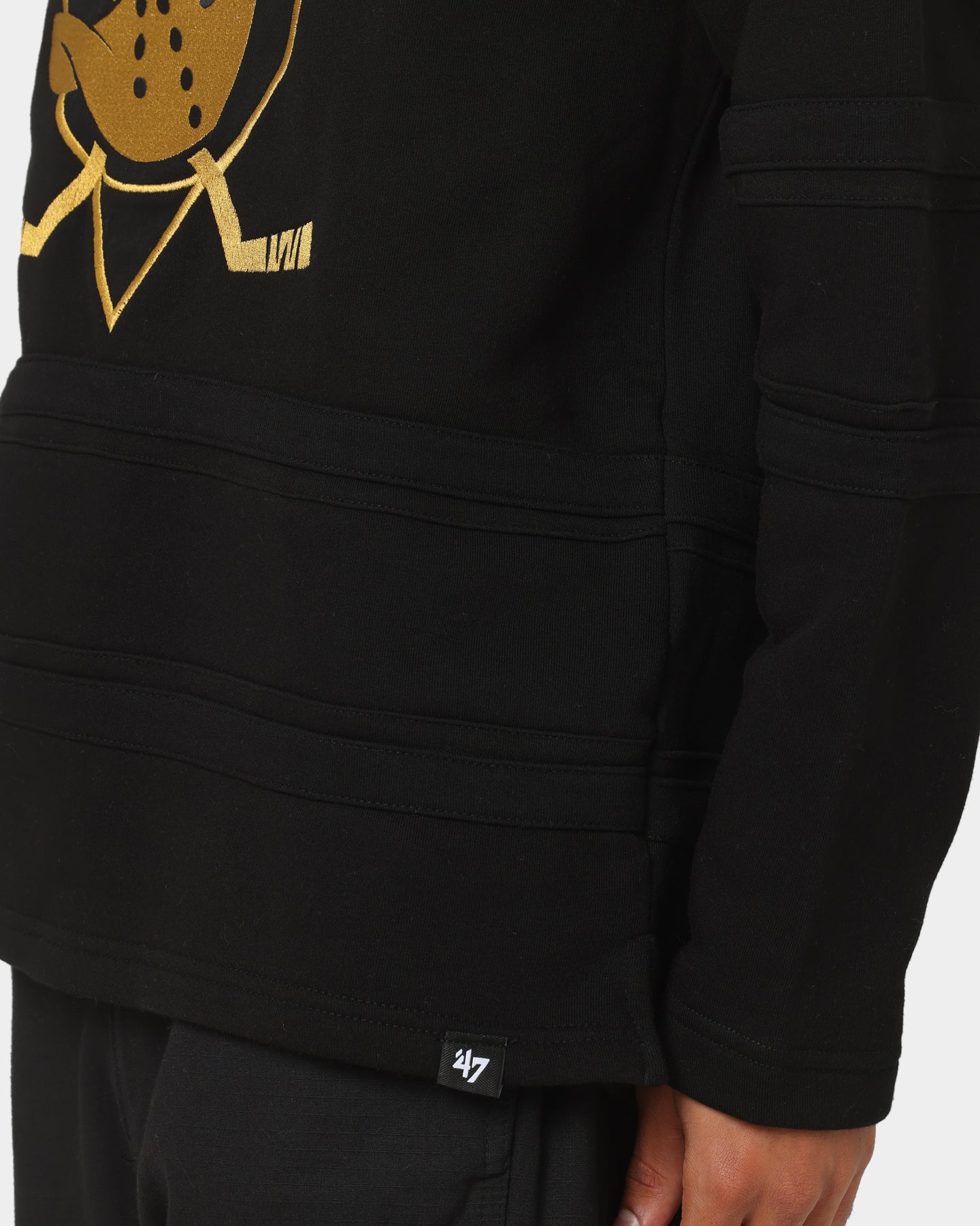 47 Brand Anaheim Ducks Superior Lacer Hoodie Black/Gold - Men's NHL Hockey Team Zip-Up Sweatshirt for Game Day & Casual Wear
