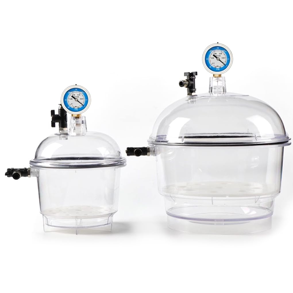 150mm & 250mm Professional Vacuum Dryer | Polycarbonate Plastic Vacuum Desiccator with Double Valve & Pressure Gauge | Laboratory & Scientific Equipment | Perfect for Drying, Storing Chemicals, Electronics & Sensitive Materials (250mm Size)