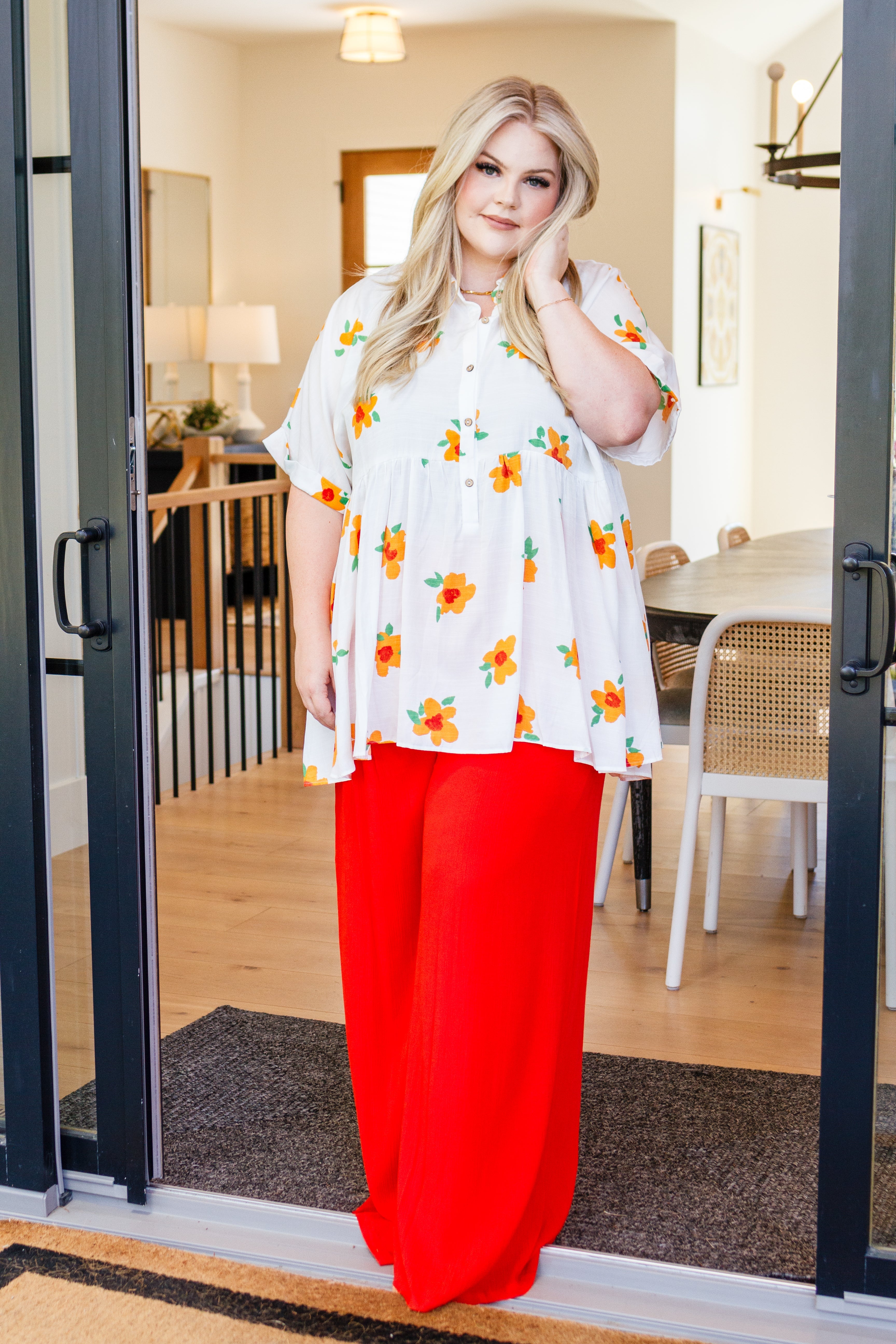 Blissed Out Button Up Babydoll Tunic - Women's Flowy Casual Top for Summer | Perfect for Beach, Date Night & Boho Outfits
