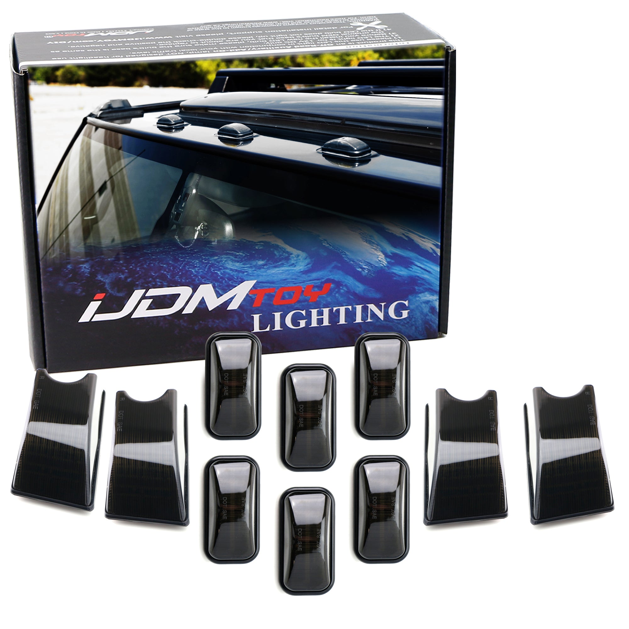 10-Piece Smoke Cab Roof Marker Light Covers Set for 2003-2009 Hummer H2 - Front & Rear Replacement Lenses - Off-Road & Night Driving Enhancement