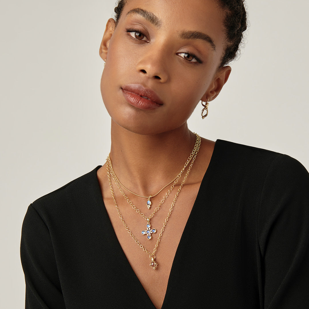 Temple St. Clair Small Four Elements Cross Pendant Necklace - Gold Charm Jewelry for Women - Perfect for Everyday Wear, Gifts & Spiritual Occasions