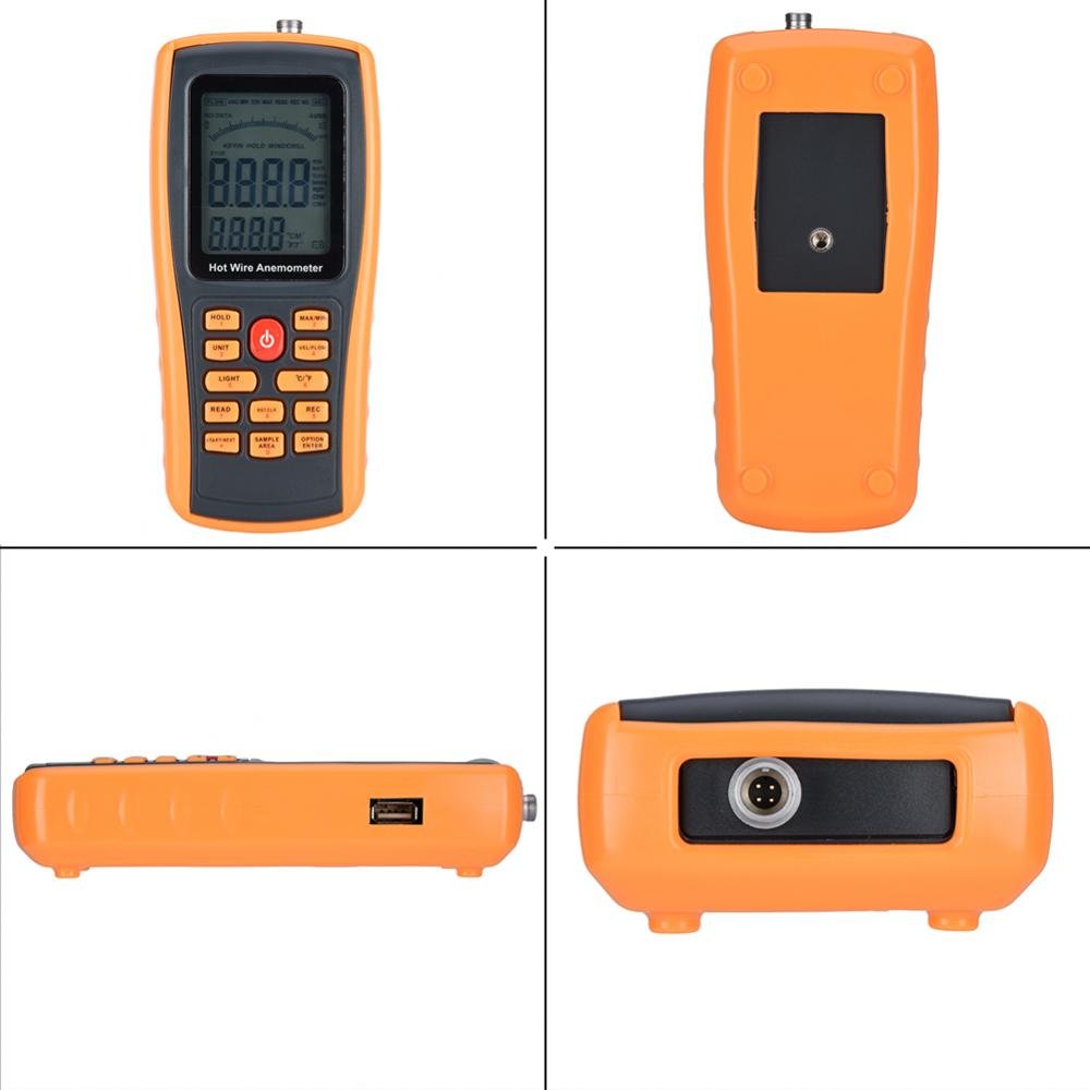 GM8903 Hot Wire Anemometer - Digital Wind Speed Meter with Temperature Measurement, Portable Air Flow Tester for HVAC, Industrial, and Outdoor Use