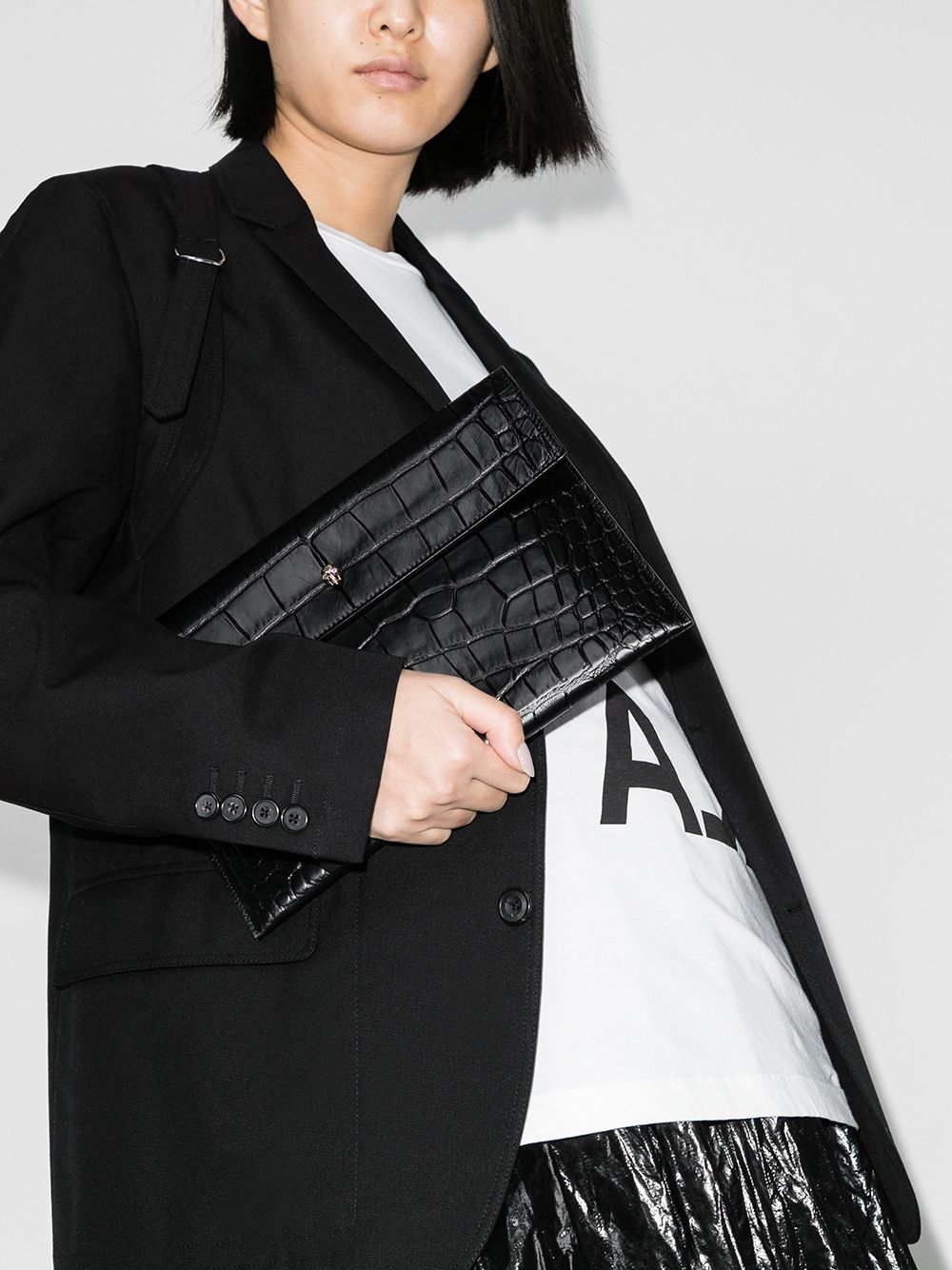 Alexander McQueen Black Leather Shoulder Bag for Women | Luxury Designer Handbag for Work, Travel & Evening Events