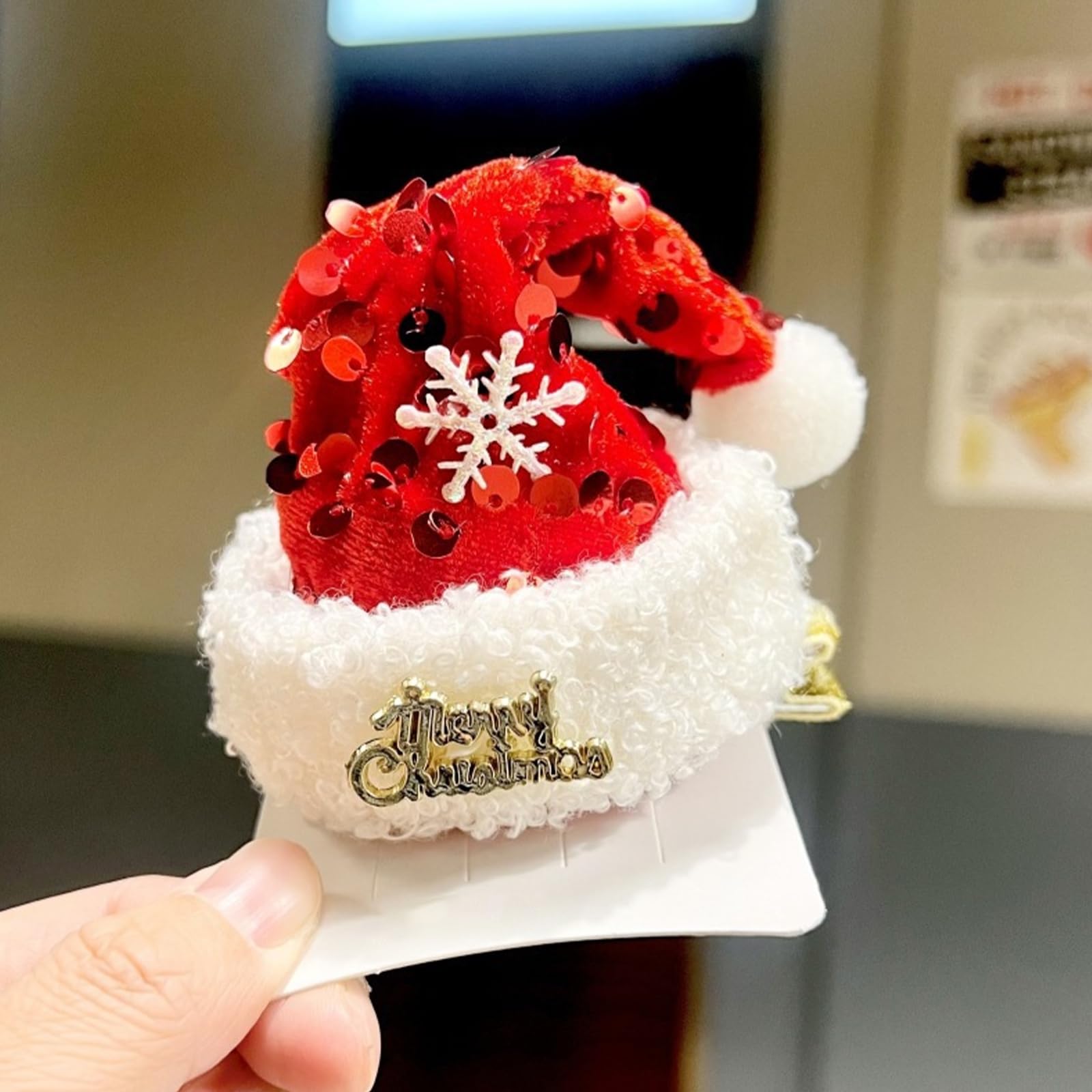 Festive Santa Hat Hair Clips with Snowflakes for Women & Girls - Christmas Party & Cosplay Accessories