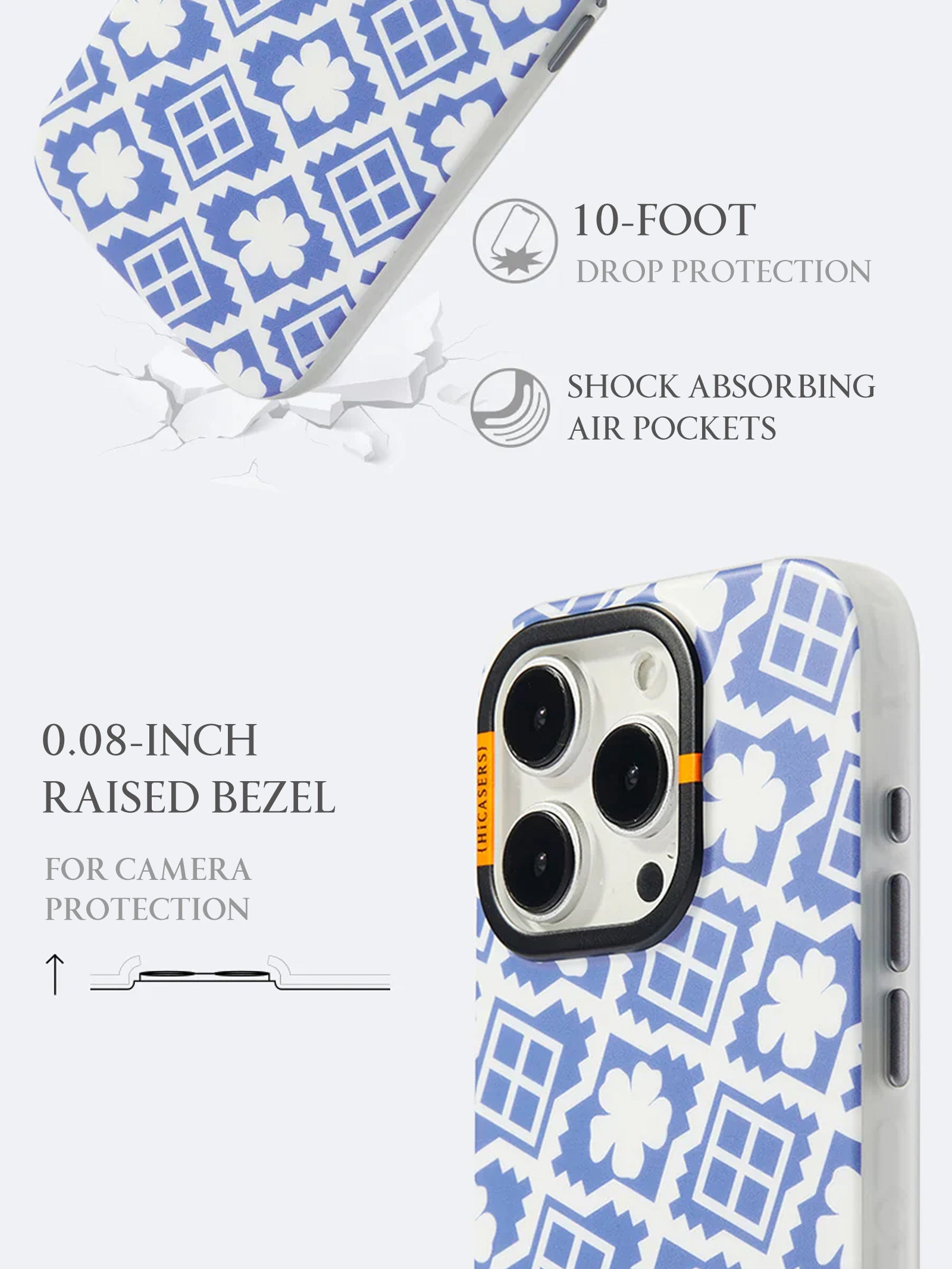 Azure Blue Windowpane & Blossoms Phone Case - Elegant Floral Design for iPhone & Android - Perfect for Spring, Summer & Everyday Use
