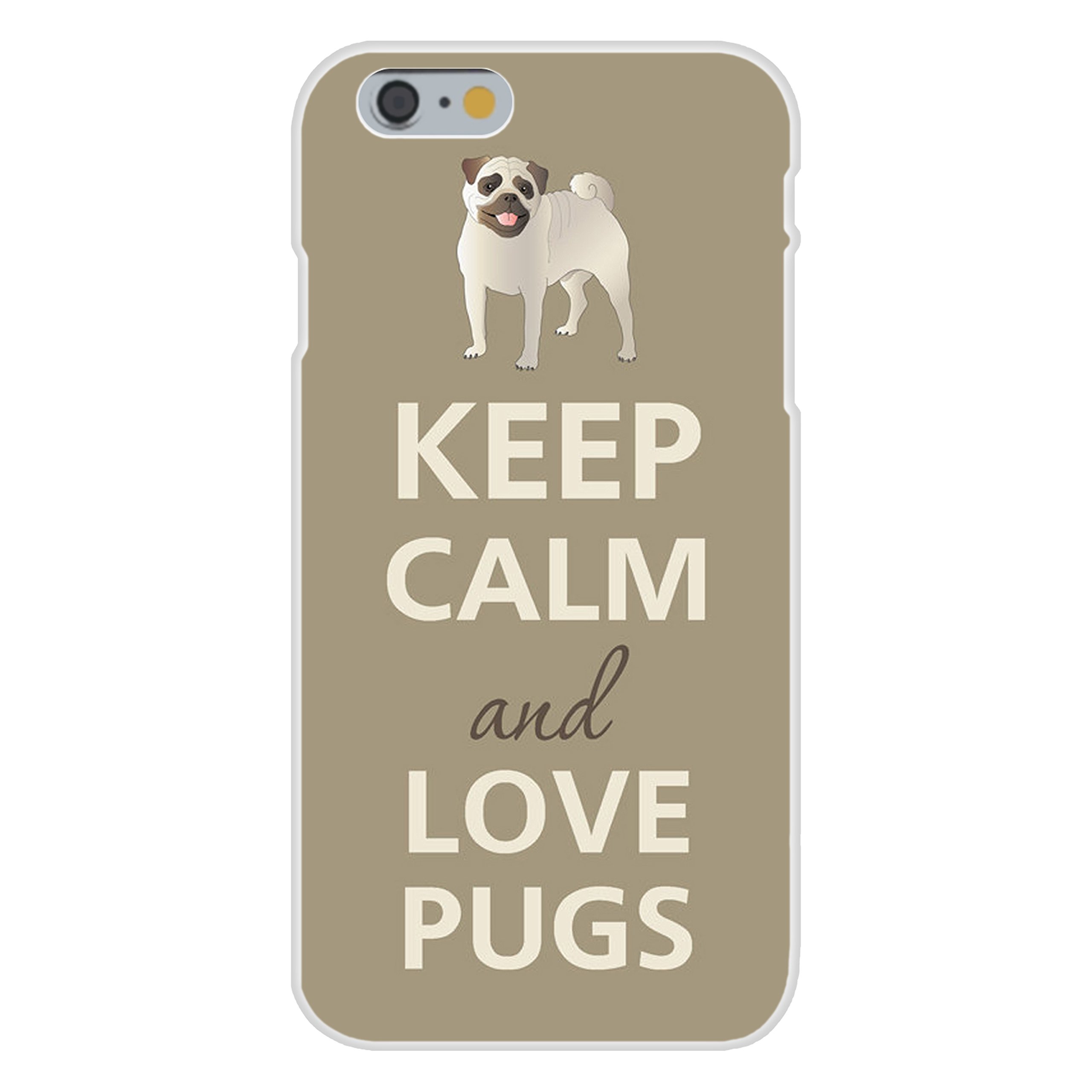 Apple iPhone 6 Plus Case - White Plastic Snap-On Cover with Cute Pug Design | Keep Calm and Love Pugs | Perfect for Everyday Protection & Style