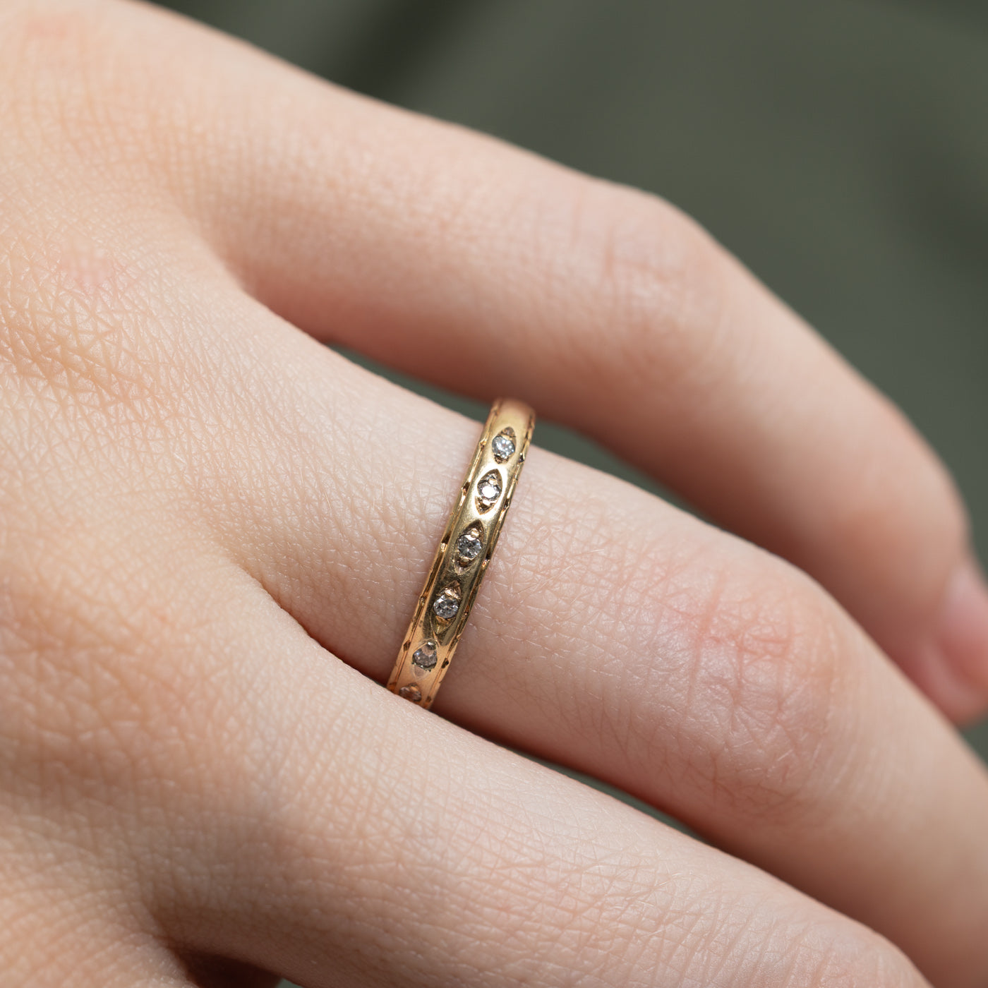 10K Gold Semi Eternity Diamond Wedding Band Ring - 0.03ctw Round Cut Diamonds - Size 6.5 - Perfect for Anniversary Gifts, Bridal Jewelry & Everyday Elegance