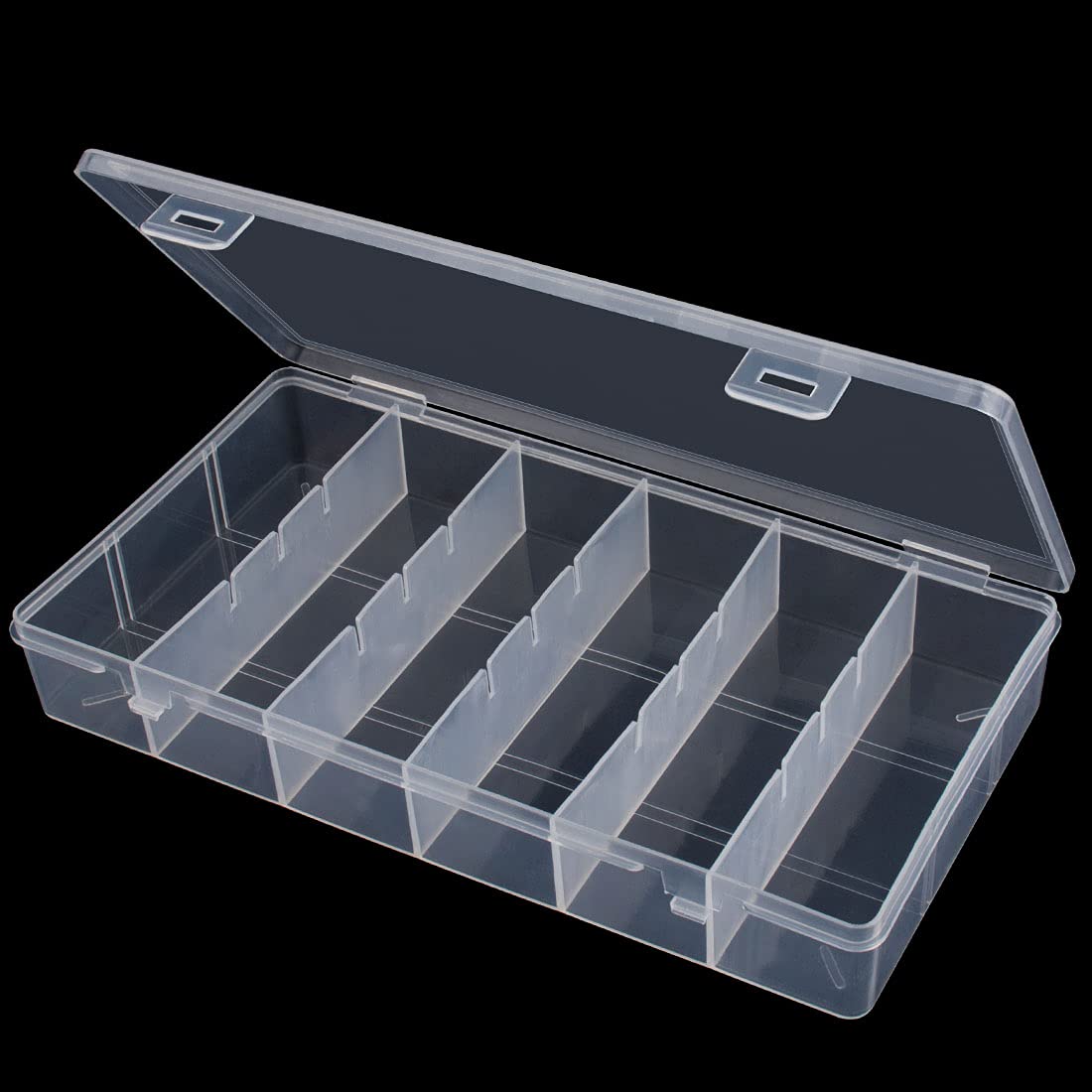 Clear Plastic Storage Box 2-Pack - Cosmetic & Makeup Organizer, Fishing Tackle Box, Jewelry & Hardware Accessories Container - Perfect for Home, Office & Travel Organization