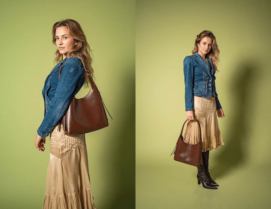 Frida Vegan Italian Grape Leather Shoulder Bag for Women - Eco-Friendly Crossbody Purse in Cocoa Brown | Perfect for Work, Travel & Everyday Use