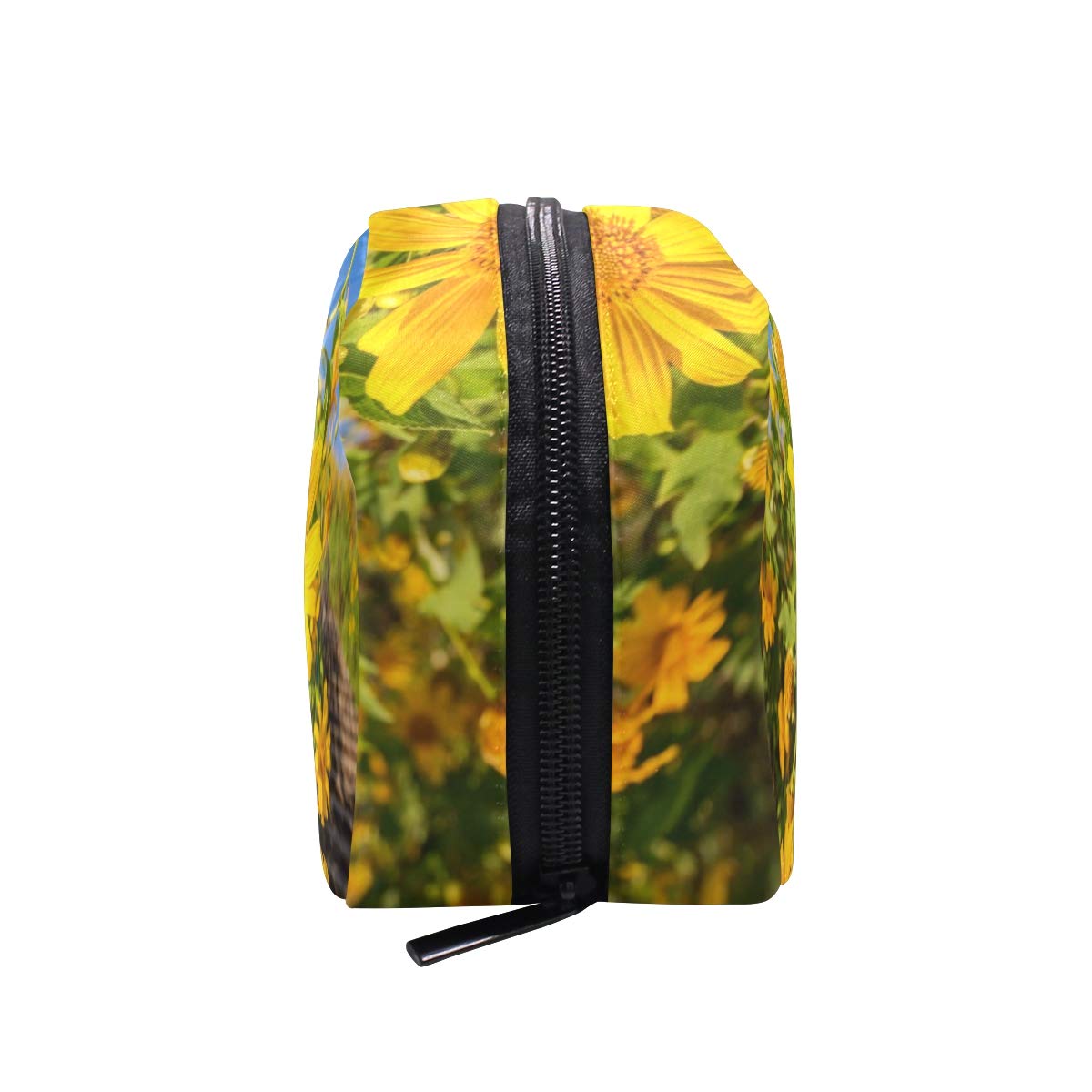 Sunflower Print Travel Makeup Bag for Women - Waterproof Cosmetic Organizer with Multiple Pockets - Perfect for Vacation, Gym, and Daily Use