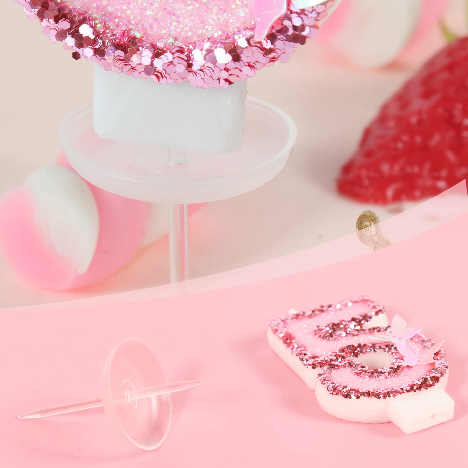 10th Birthday Candles for Women & Girls - Pink Number 10 Cake Topper with Butterfly Design | Handmade Sequin Numeral Candle for Birthday Cakes, Wedding Anniversary Party Decorations | Perfect for 10th Birthday Celebrations, Cake Decorating & Special Occasions
