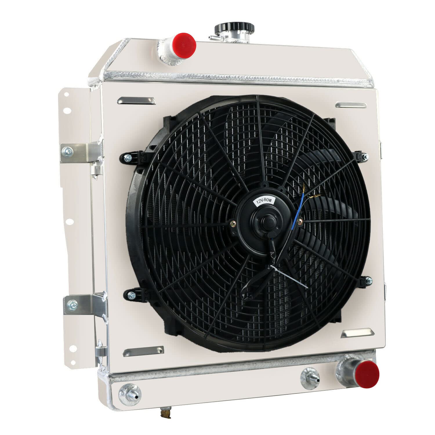 Alloyworks 4-Row Aluminum Radiator with Shroud Fan & Relay Kit - Compatible with 1958 Chevrolet Impala, Caprice, Belair V8 - High-Performance Cooling for Classic Car Restoration & Hot Rod Upgrades