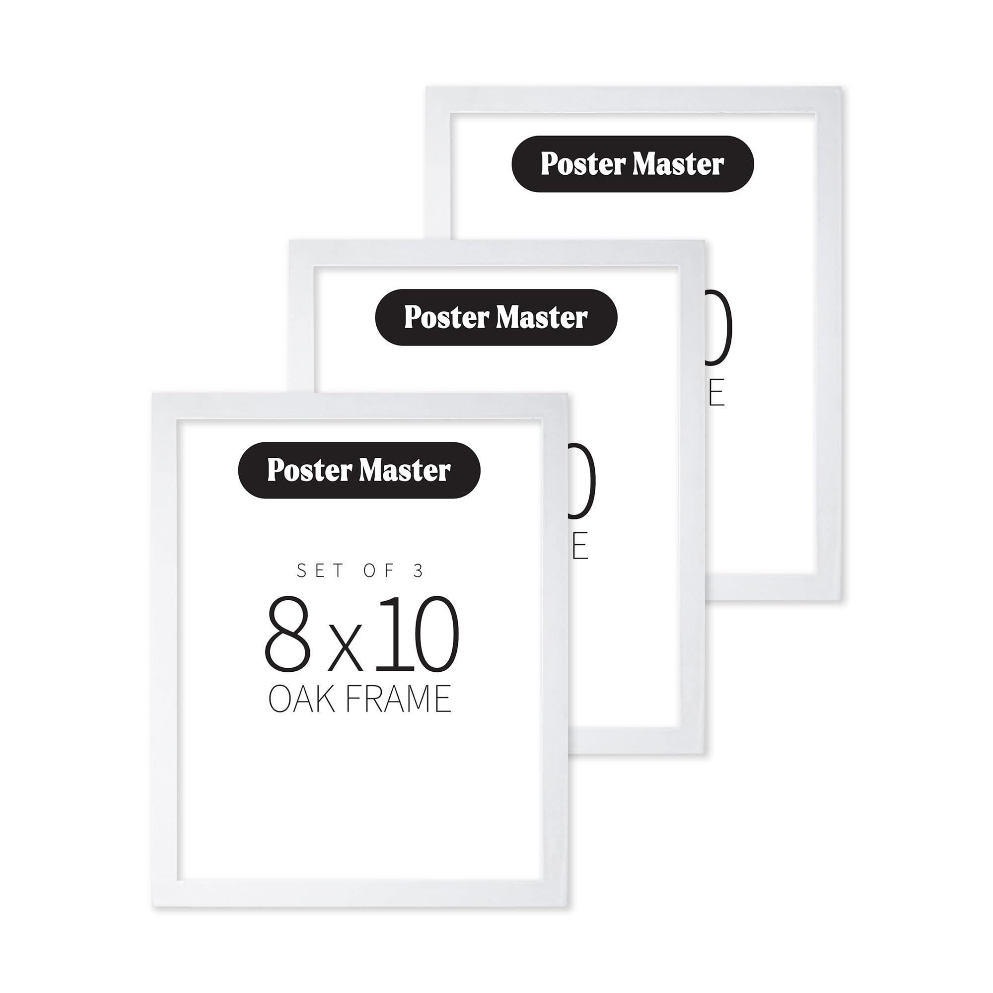 Premium 8x10 White Wood Picture Frames - Set of 3 for Wall Art, Posters & Photos - Perfect for Home, Office & Gallery Decor - Shatter-Resistant Glass & Easy to Hang