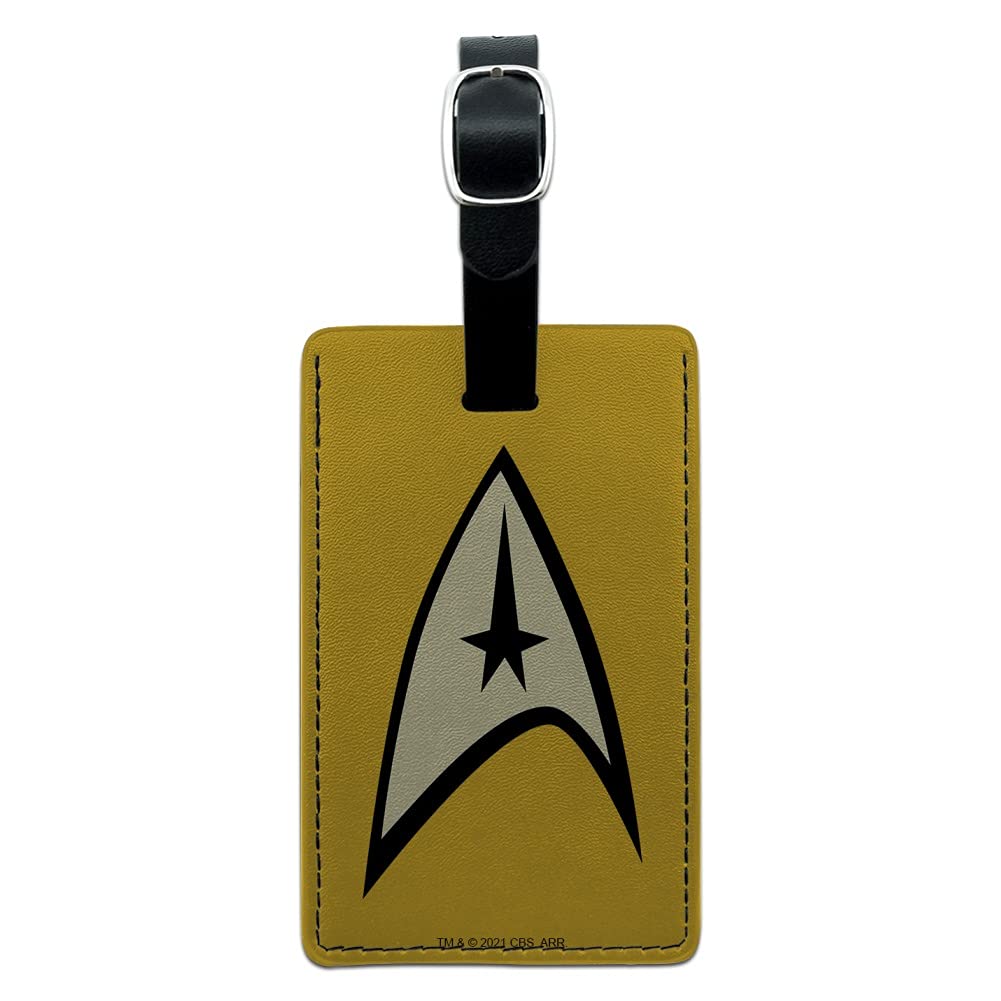 Star Trek Command Shield Rectangle Leather Luggage Tag - Durable Carry-On ID Tag for Suitcases & Travel Bags - Perfect for Business Trips, Vacations & Air Travel Identification