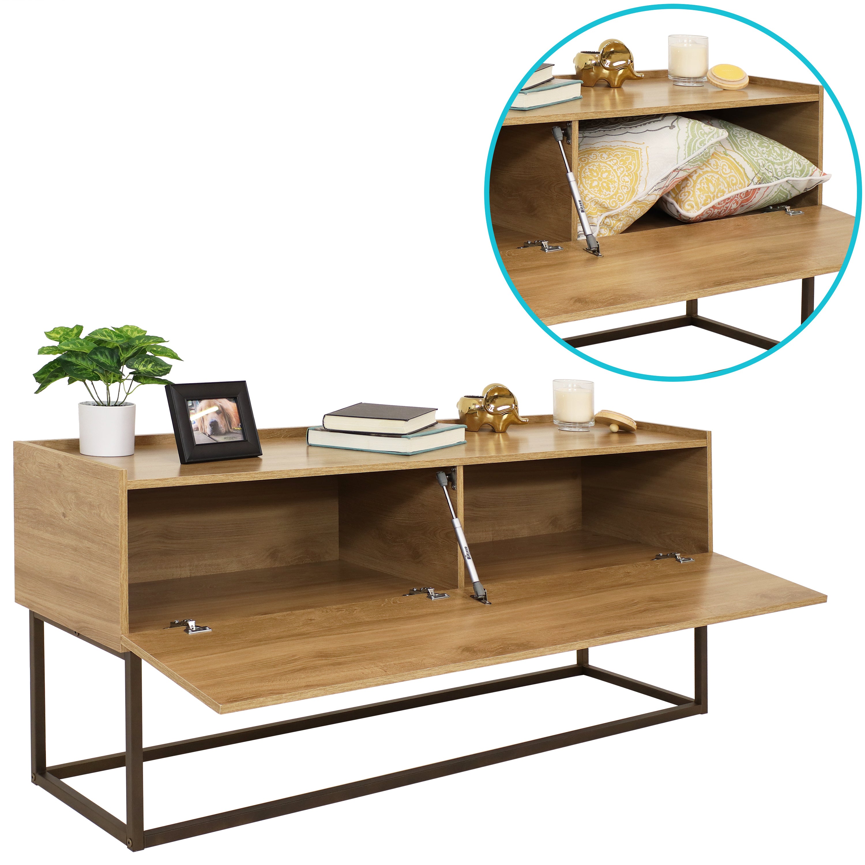 Sunnydaze Industrial Console Table 54.75 Inch - Rustic Brown Wood & Metal Entryway Table for Living Room, Hallway, or Foyer Decor