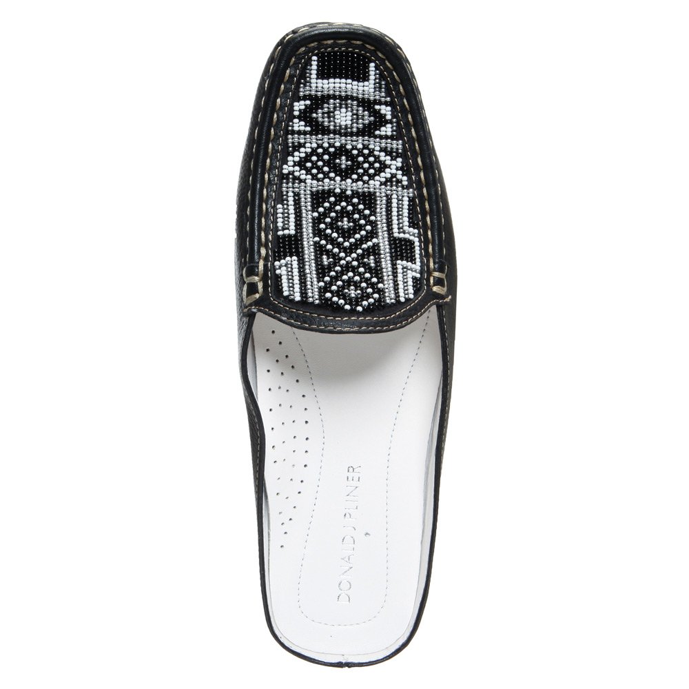 Donald J Pliner Women's LovageSP Black/White/Black Leather Loafers Size 6 M - Comfortable Slip-On Shoes for Work, Travel & Casual Outfits
