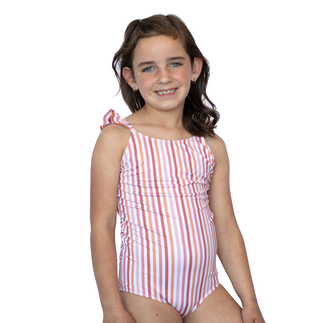Girls Ruffle Strap One Piece Swimsuit - Cute Swimwear for Toddler & Kids - Perfect for Beach, Pool & Summer Vacations