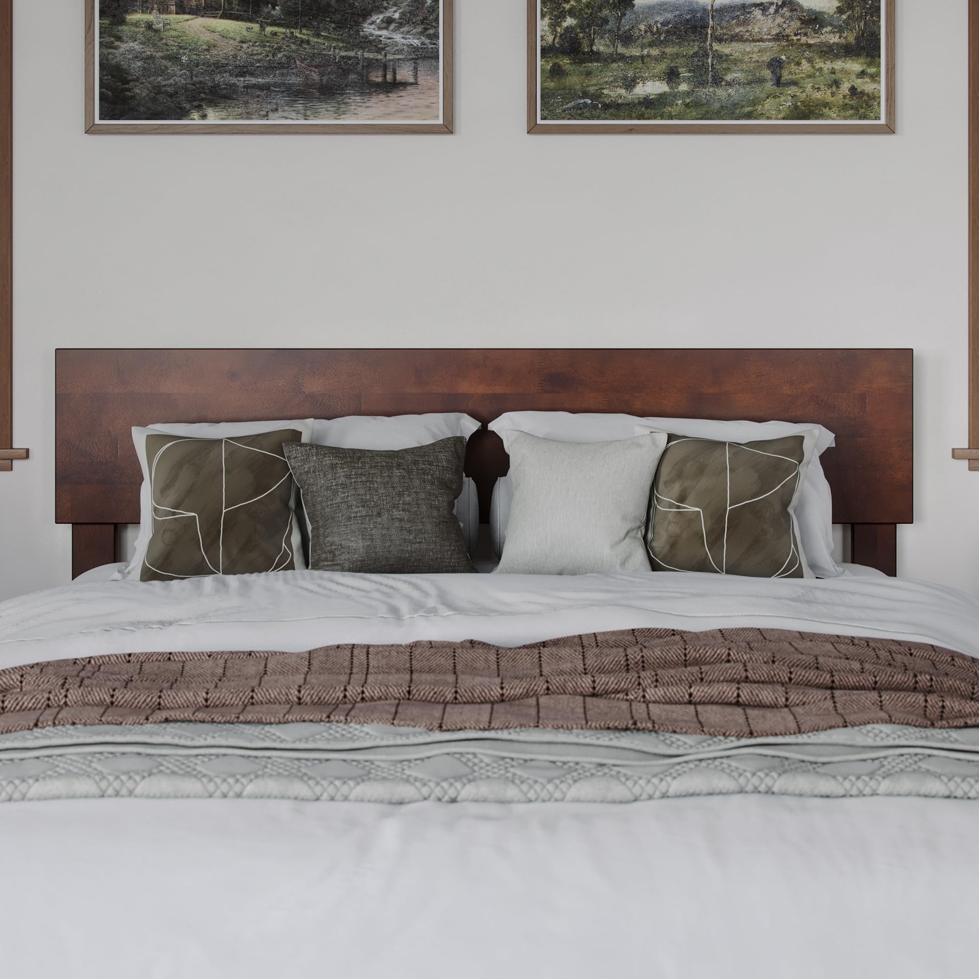 AFI Orlando Full Size Headboard with USB Charging Ports - Walnut Finish - Modern Bed Frame Headboard for Bedroom, Master Suite, Guest Room & Dorm Decor