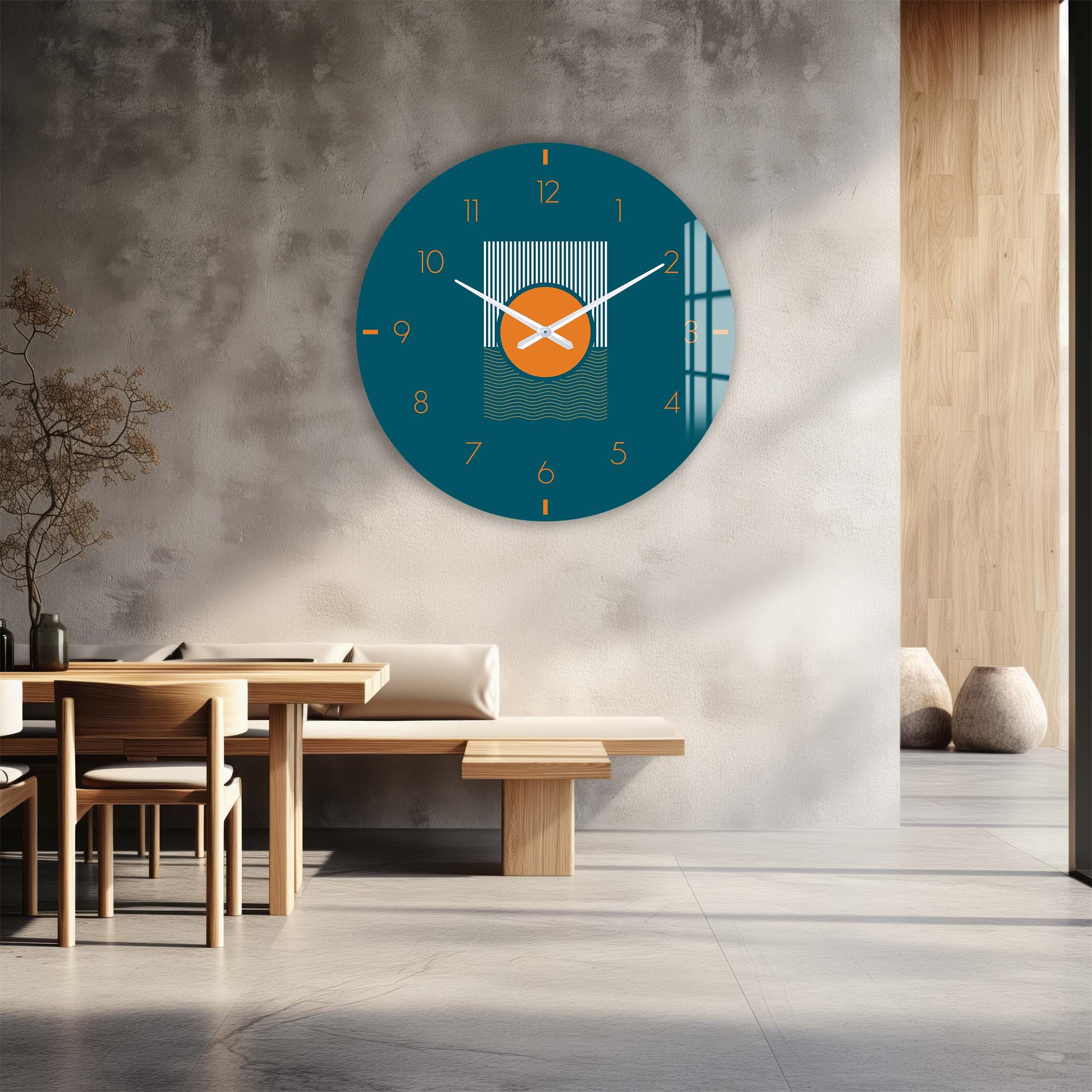 Soluna Modern Glass Wall Clock - Large 12 Inch Silent Non-Ticking Battery Operated - Perfect for Living Room, Bedroom, Office & Kitchen Decor