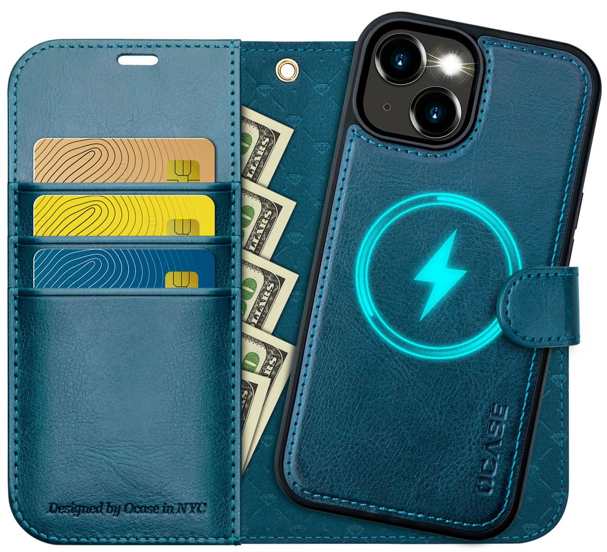 Premium OCASE Detachable Wallet Case for iPhone 15 (6.1