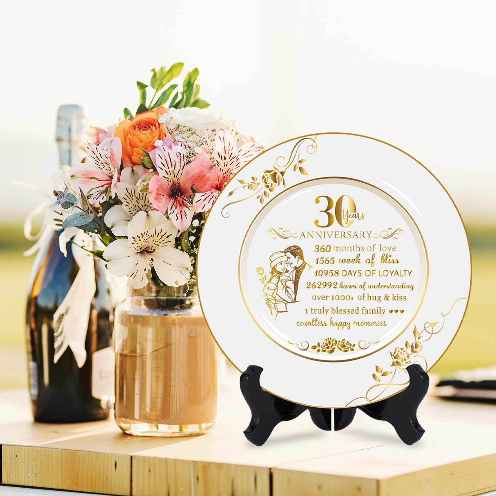 30th Anniversary Plate - Elegant Pearl Wedding Gift for Couples & Parents - 9
