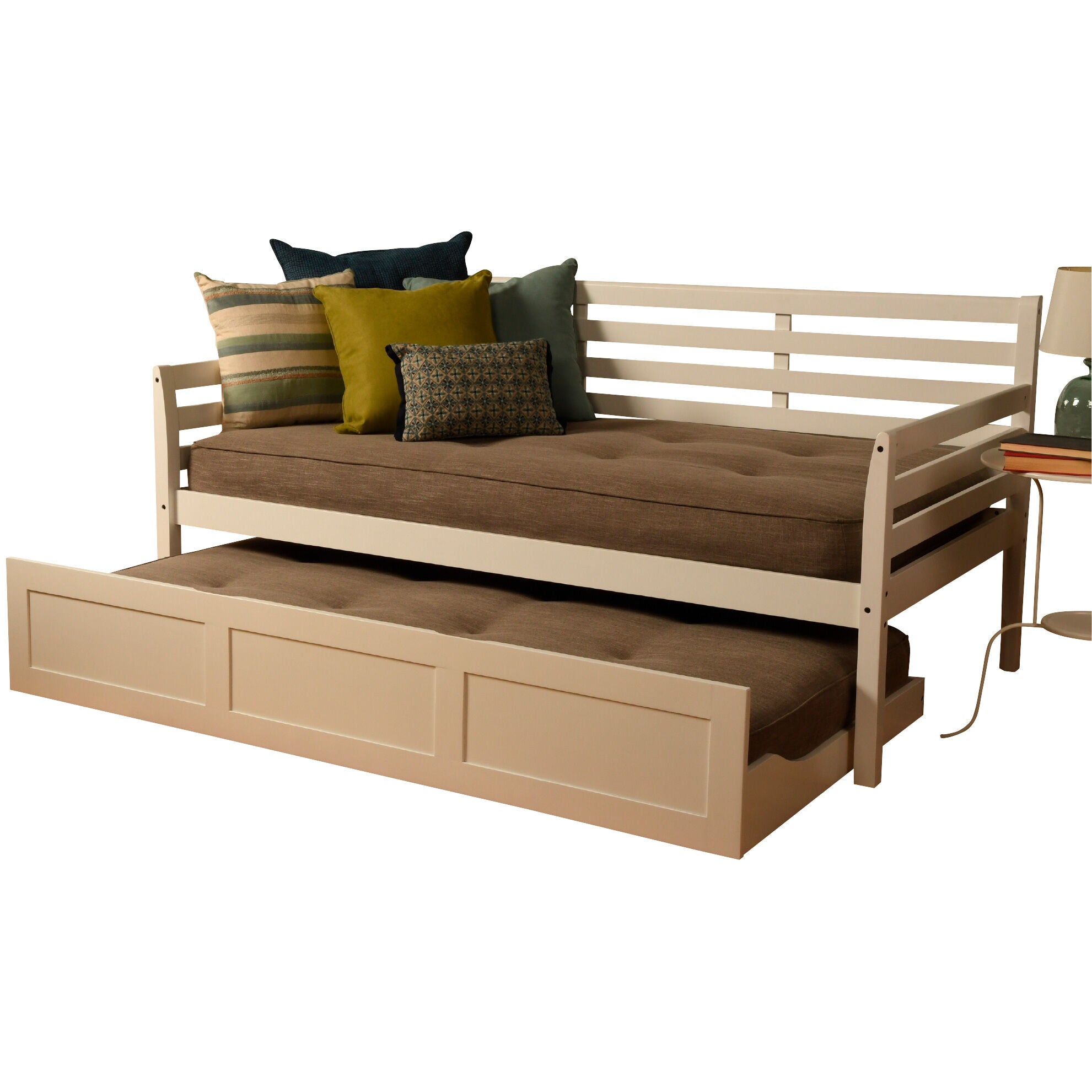 Stylish Boho Daybed with Trundle - Modern Bohemian Twin Bed with Pull-Out Sleeper for Guest Room, Dorm, or Cozy Living Space