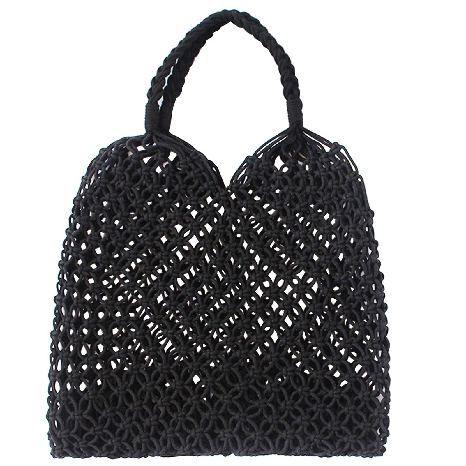 Stylish Women's Straw Handbag - Summer Beach Tote Bag, Handmade Woven Shoulder Purse with Fishing Net Design | Perfect for Beach Vacations, Pool Parties & Boho Fashion Accessories