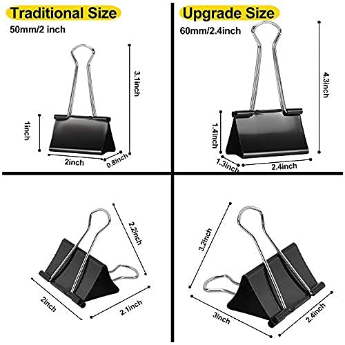 Ufmarine Jumbo Binder Clips 2.4 Inch (12 Pcs) - Office & Document Organizing