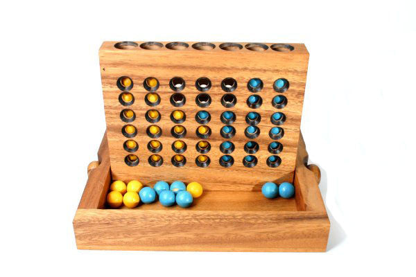 Premium Wooden Connect 4 Travel Game - Classic Board Game for Kids & Adults - Perfect for Road Trips, Camping & Family Game Nights