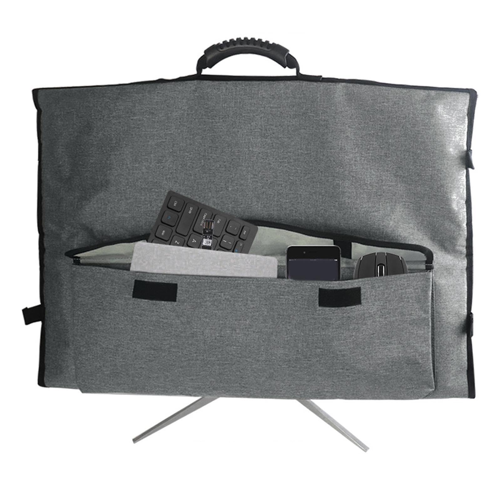 27 Inch Monitor Travel Case with Handle & Pockets - Soft Velvet Lined Portable Screen Protector Bag for Laptop, Computer & Accessories - Perfect for Business Trips, Commuting & Air Travel