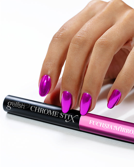 Gelish Chrome Stix Nail Polish - Fuchsia Mirror Metallic Finish, 0.17 oz | Long-Lasting Shine for Manicures & Pedicures | Perfect for Parties, Weddings & Special Occasions