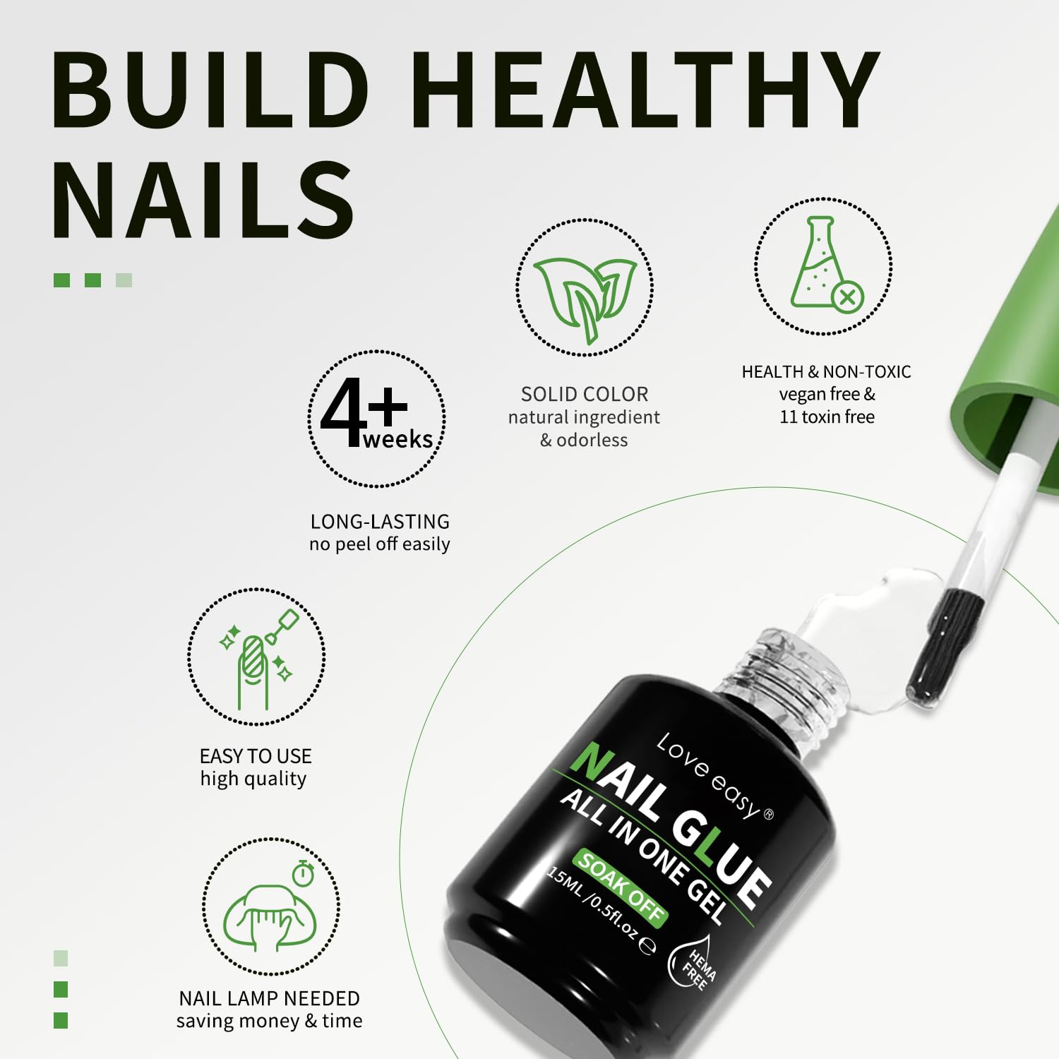 HEMA FREE Nail Glue - Strong Adhesive for Artificial Nails, Long Lasting Up to 28 Days | Multipurpose Nail Glue for Acrylic Nails, Press On Nails & Nail Art | Perfect for Salon, Home Manicure & Nail Extensions