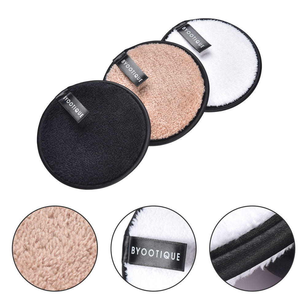 Organic Bamboo Reusable Makeup Remover Pads - Eco-Friendly Washable Cotton Rounds for Face Cleansing (Pack of 3) - Perfect for Travel, Daily Skincare & Zero Waste Beauty Routine