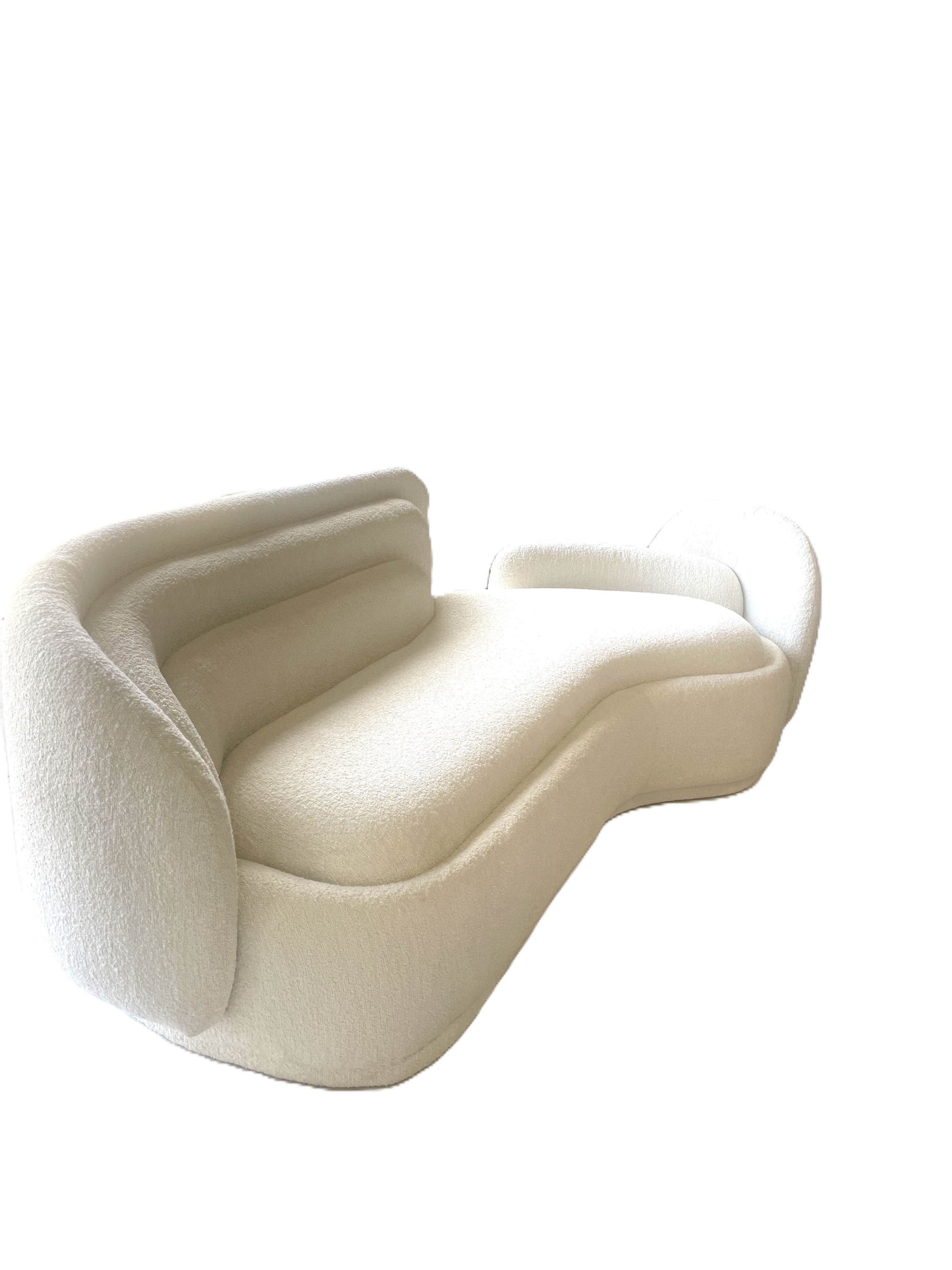 Bernard White Curved Velvet Sofa - Modern Luxury Living Room Furniture for Small Spaces | Perfect for Apartments, Condos & Cozy Homes