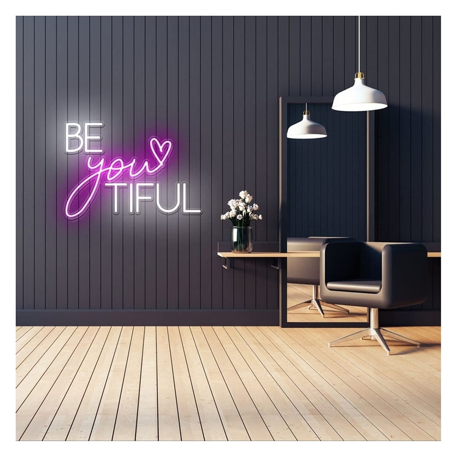 Custom LED 'Be You Tiful' Neon Sign - Dimmable Transparent Acrylic Wall Decor for Bedroom, Hotel, Bar & Retail (60cm Wide, Purple) | Perfect for Home Decor, Wedding Backdrops & Business Branding