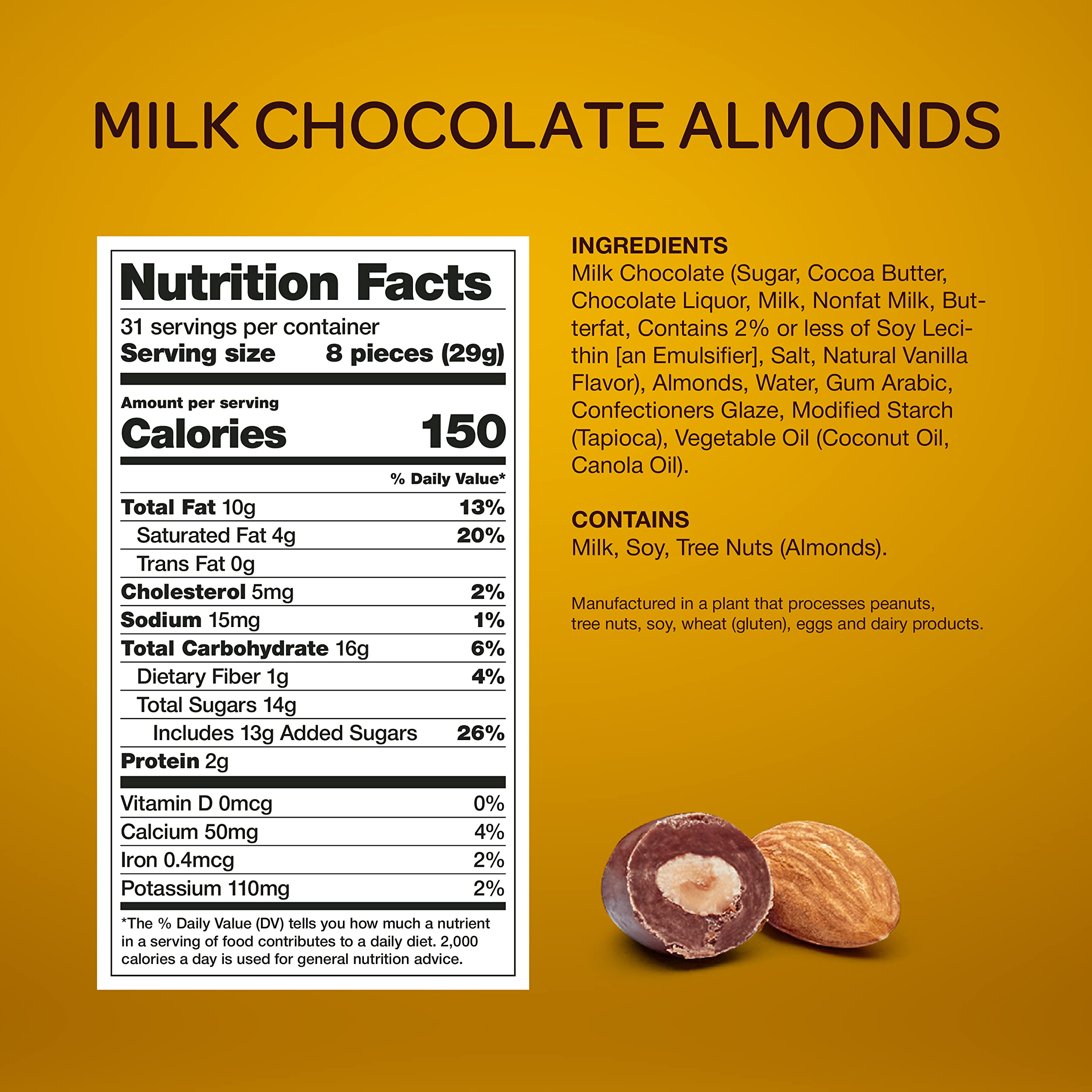 Premium Milk Chocolate Covered Almonds - 2lb Bulk Pack (40 Servings) | Gourmet Snacks for Parties, Gifts & Healthy Desserts | Kosher, Non-GMO | Perfect for Office, Movie Nights & Holiday Treats