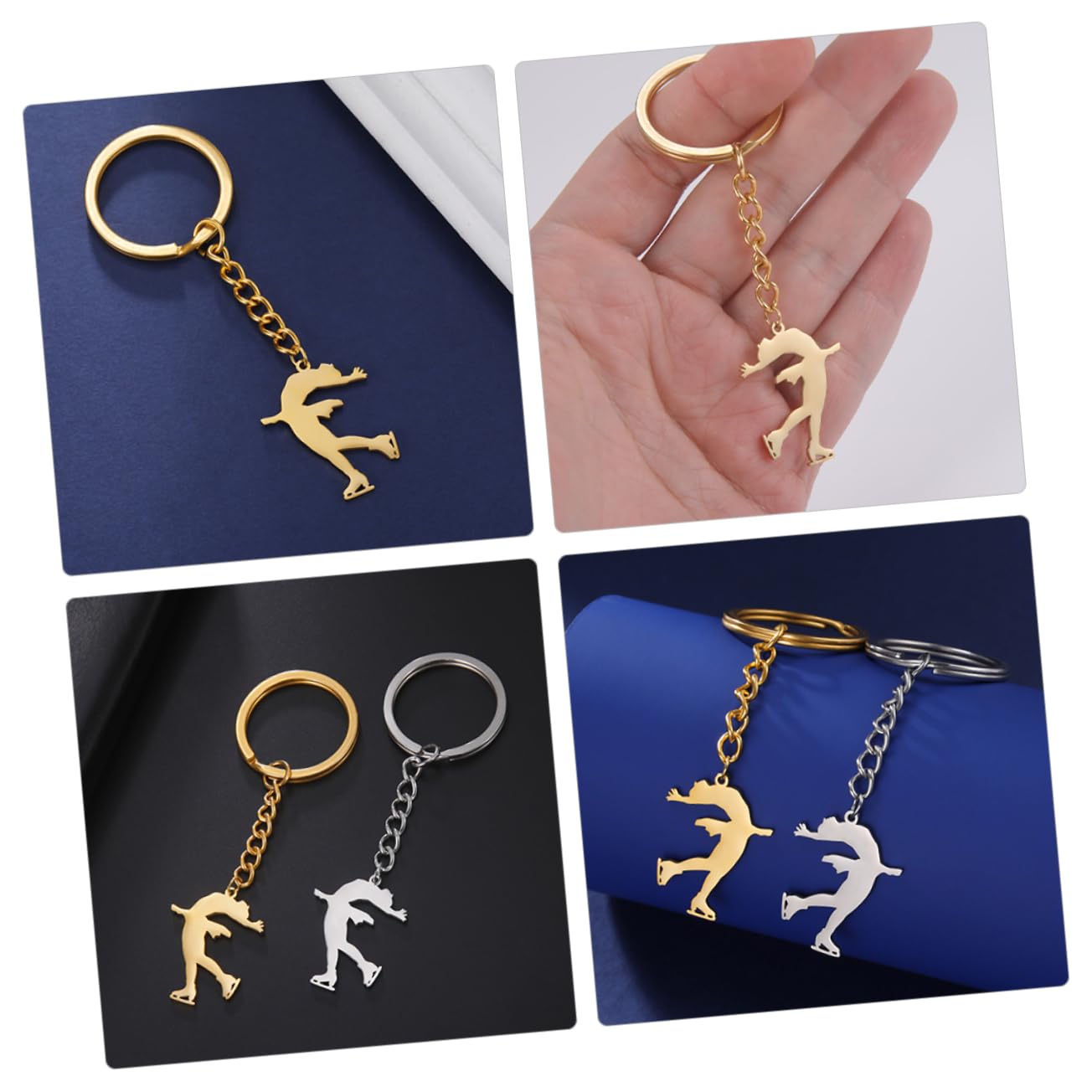 BESPORTBLE 2PCS Ice Skating Charm Keychain - Stainless Steel Boot Shaped Keyring for Skating Fans - Perfect for Party Favors, Gifts & Winter Sports Enthusiasts