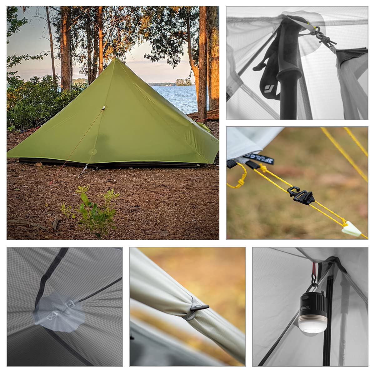 Ultralight 3-Season Backpacking Tent - 1 or 2 Person Lightweight Camping Tent for Outdoor Adventures | Waterproof & Portable LanShan Tent for Hiking, Trekking, Kayaking & Mountain Climbing | Compact Green Shelter for Solo or Couple Camping Trips
