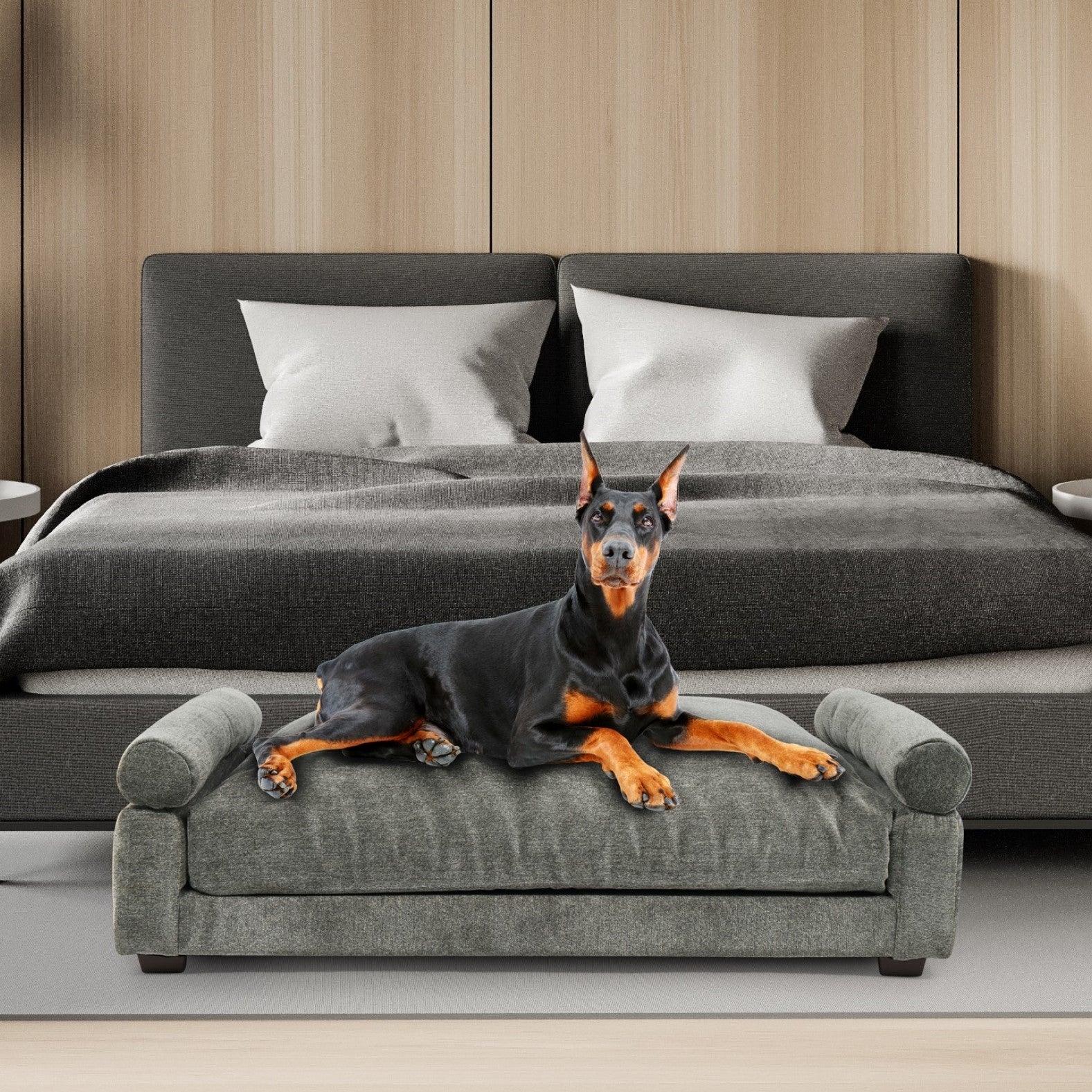 Club Nine Pets Uma Orthopedic Dog Bed - Charcoal Gray Memory Foam Support for Large & Medium Dogs - Perfect for Arthritis & Joint Pain Relief - Ideal for Bedrooms, Living Rooms & Pet-Friendly Spaces