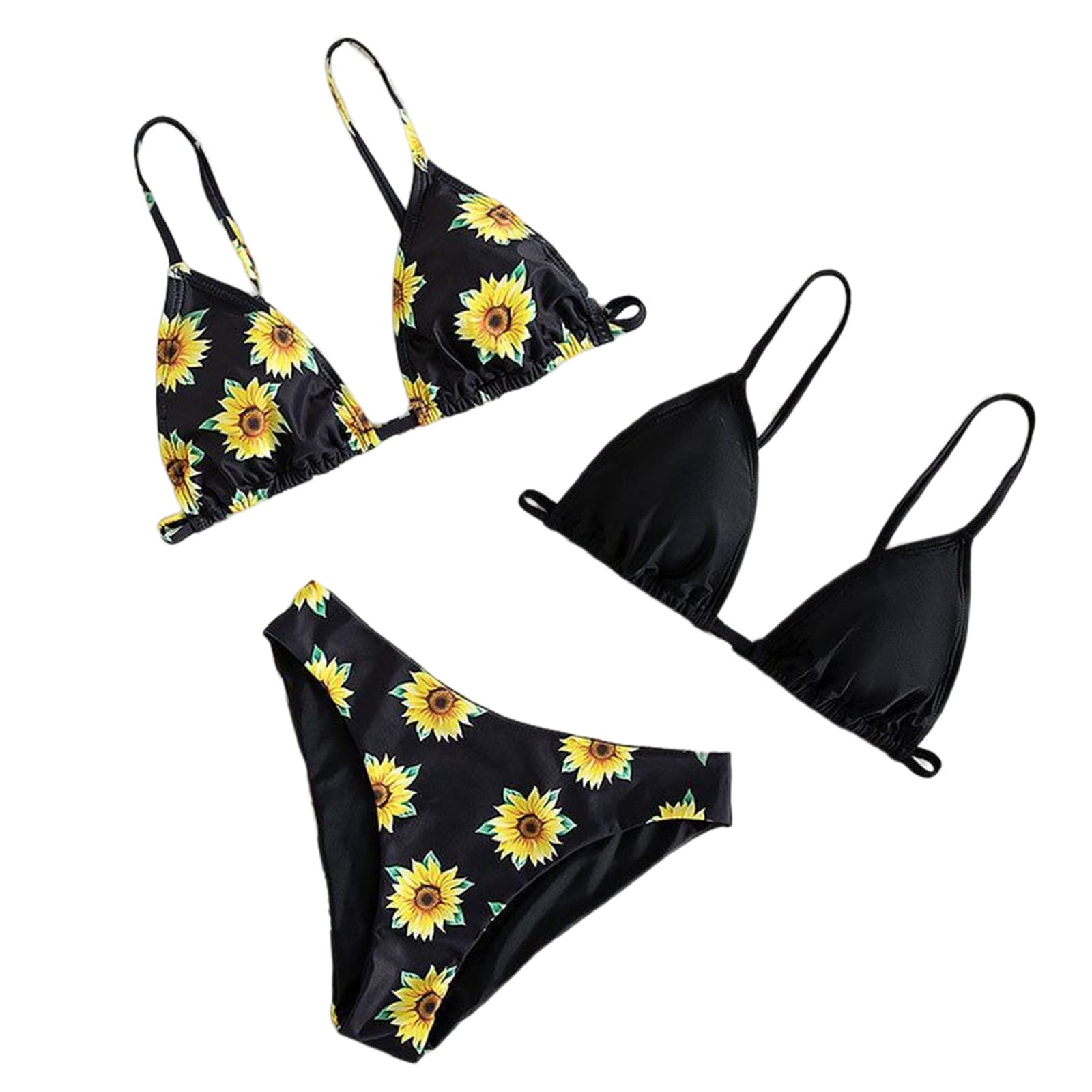 Toddler Girl Swimsuit 3-Piece Sunflower Bikini for Beach & Pool