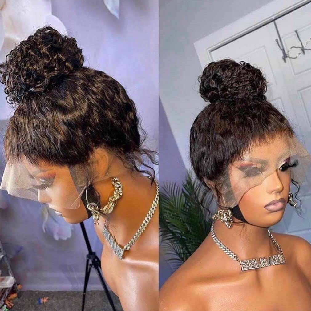 360 Lace Front Wigs Human Hair - Pre Plucked Kinky Curly Virgin Brazilian Hair Wig 180% Density for Black Women (28 Inch) | Natural Look for Daily Wear, Parties & Special Occasions