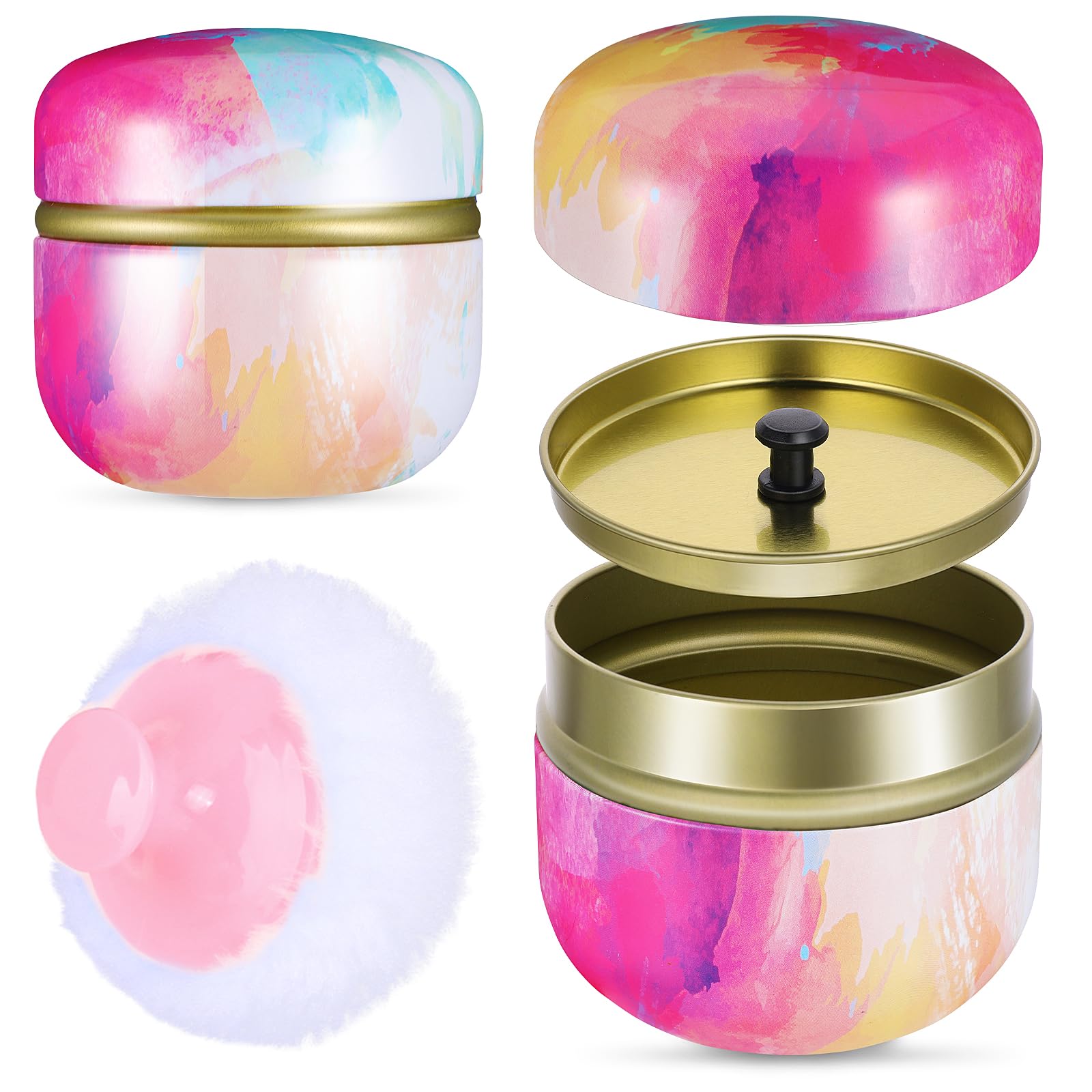 Premium Soft Powder Puff with Travel-Friendly Dusting Powder Container - Loose Powder Case with Lid for Women | Home, Bath & Makeup Touch-Ups (Pink)