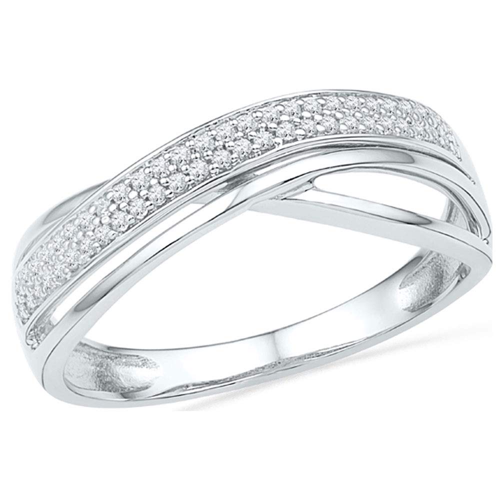 10K White Gold Women's Round Diamond Crossover Band Ring - 1/6 CTTW - Elegant Wedding, Anniversary & Everyday Jewelry Gift for Her