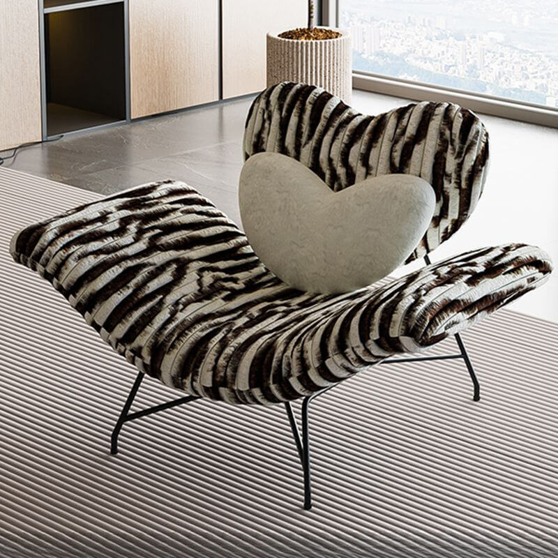 Minimalist Striped Lounge Chair with Midnight Black Pillow Back - Reclining Sofa with Removable Slipcover & Cushion - Perfect for Living Room, Bedroom or Office Relaxation