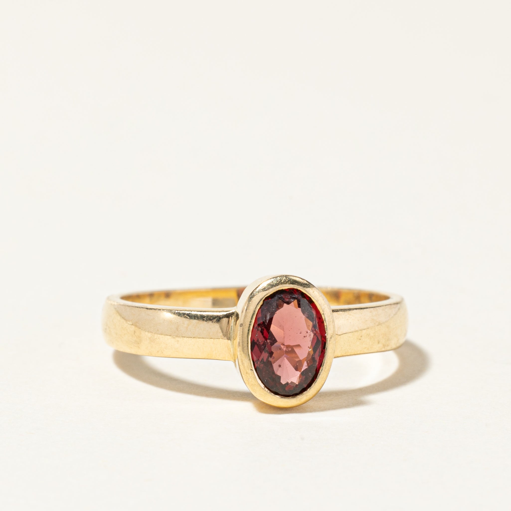0.75ct Oval Cut Garnet Bezel Set Ring - Size 7.5 | Elegant Women's Jewelry for Engagement, Anniversary & Special Occasions
