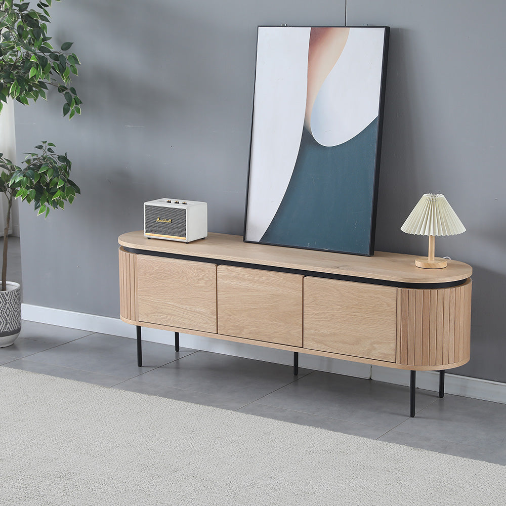 Kaidan 160cm Natural Wood TV Stand - Modern Entertainment Center for Living Room, Bedroom & Home Theater