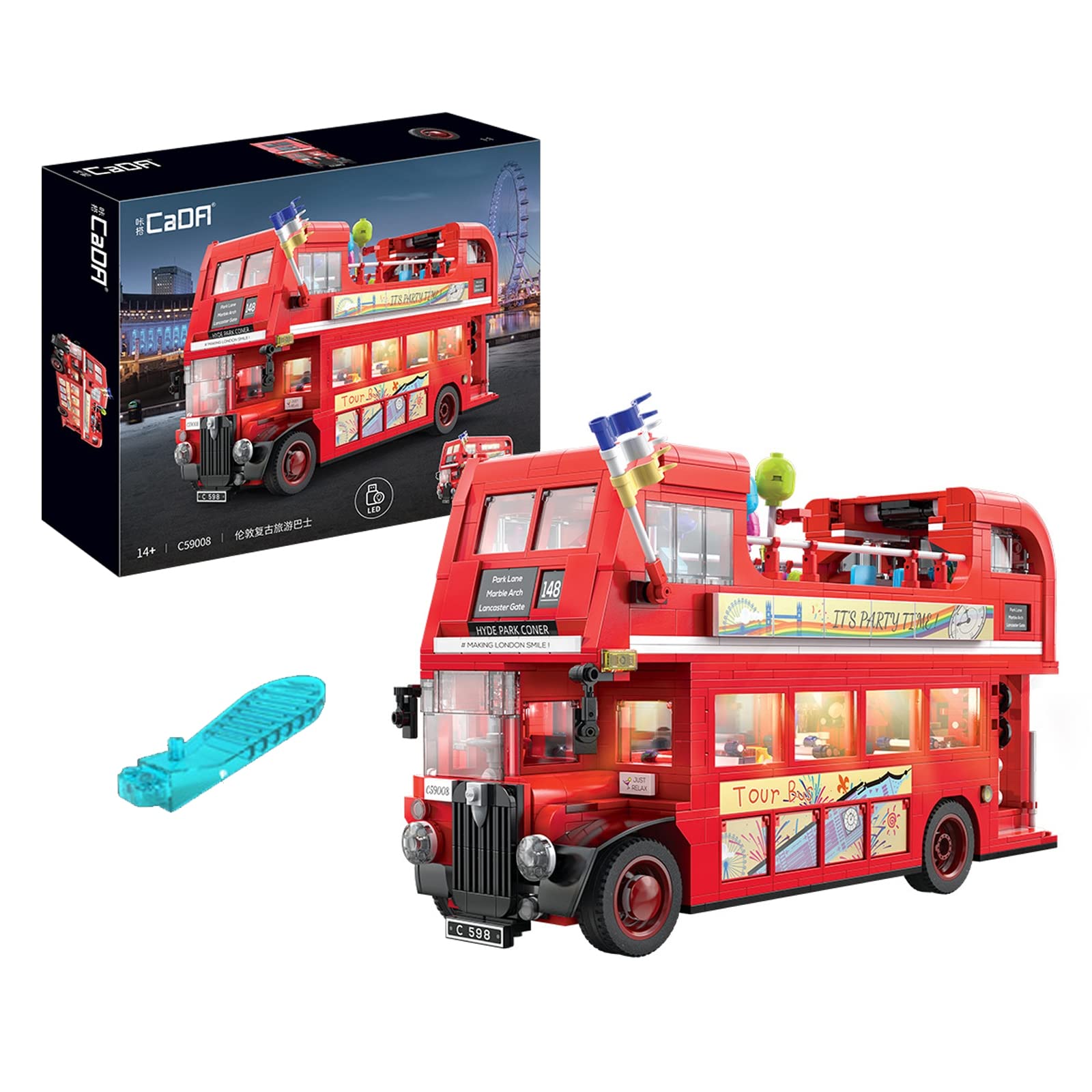 London Bus Car Model Building Kit with LED Lights - 1,770 Pieces | Compatible with Lego Creator Expert | Creative Gift for Adults & Teens 14+ | Perfect for Birthday, Holiday & Home Decoration