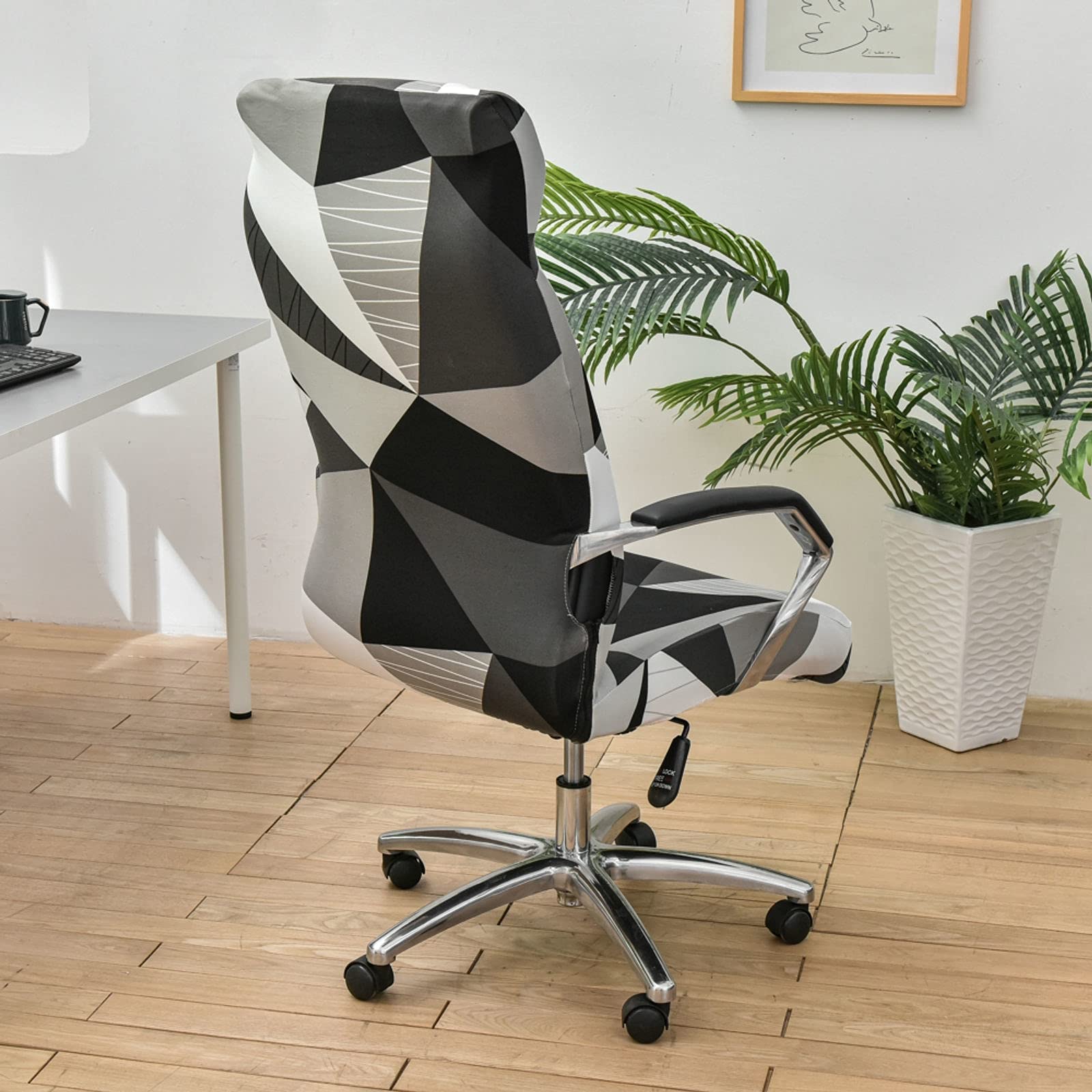 Breathable Stretch Office Chair Cover - Printed Spandex Slipcover for Computer & Desk Chairs (Large, Rotating) - Perfect for Home Office & Conference Rooms